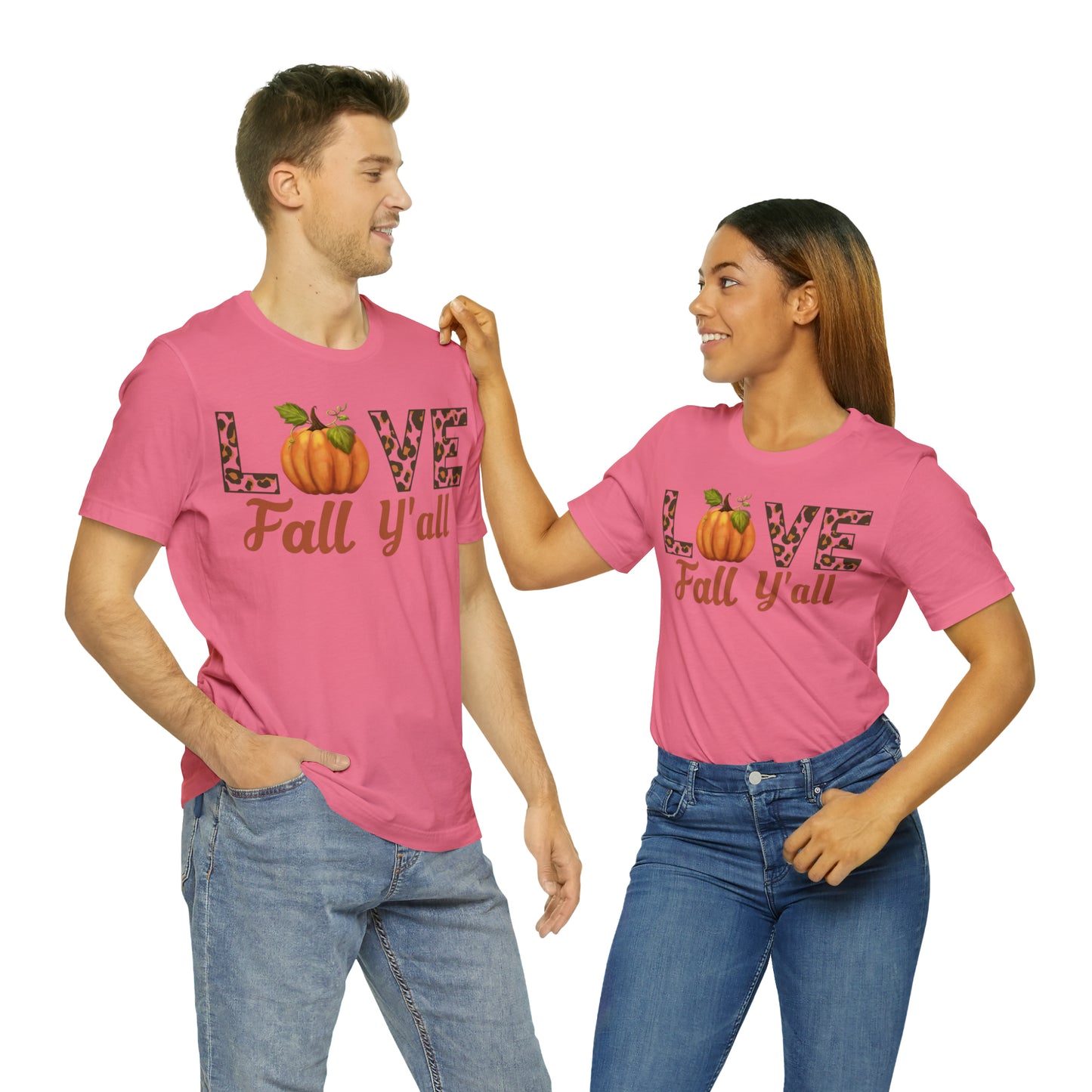 Leopard Print Love Fall Y'all Shirt, Pumpkin Shirt, Fall Shirt for Fall Lover, Fall gift