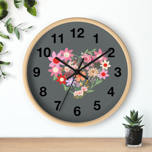 Flower Heart Wall Clock