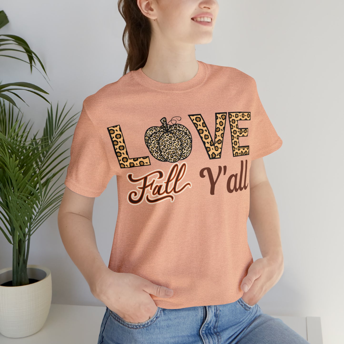 Leopard Print Love Fall Y'all Shirt, Pumpkin Shirt, Fall Shirt for Fall Lovers, Fall Gift