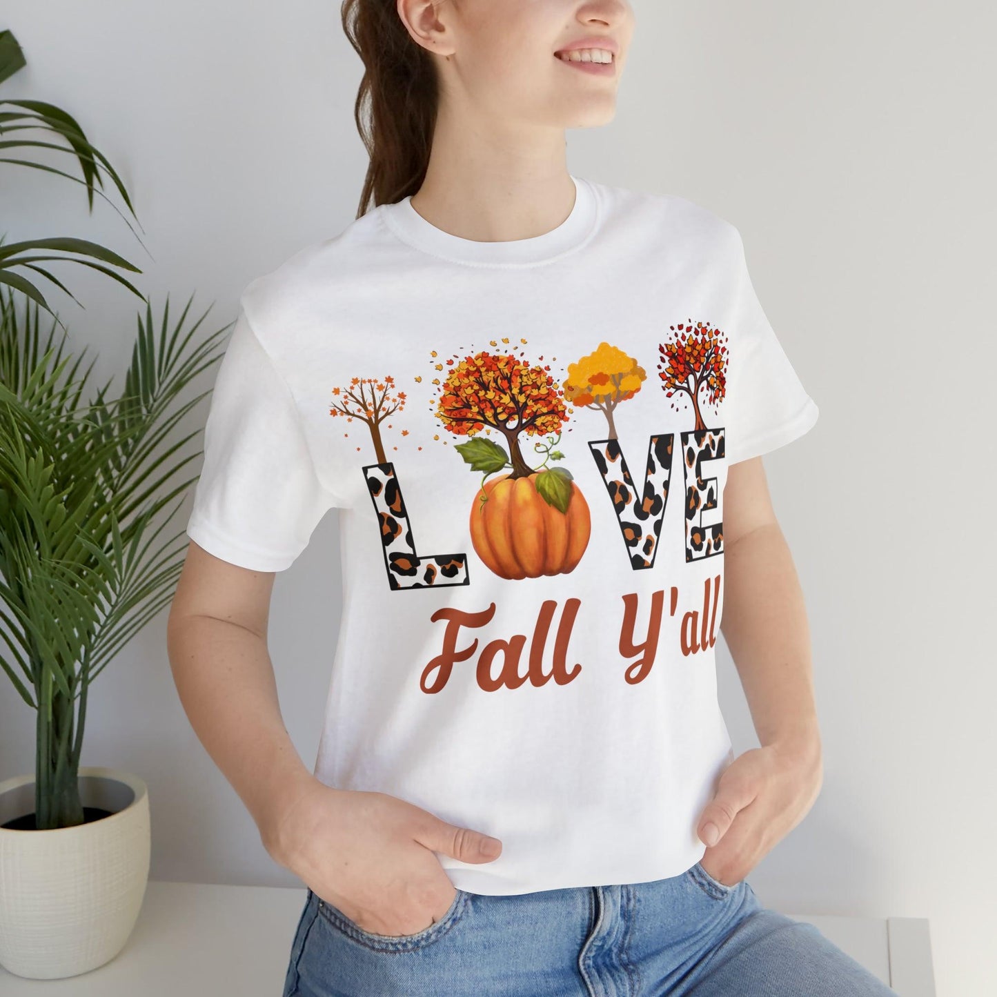 Leopard Print Love Fall Y'all, Fall shirt, Fall lover gift, Nature lover gift. - Giftsmojo