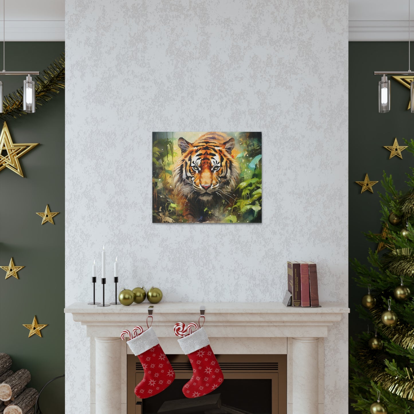 Watercolor Tiger In Nature Art Canvas Gallery Wraps Tiger Print Large Canvas Art Animal Wall Art minimalist Wall Art Lover Gift