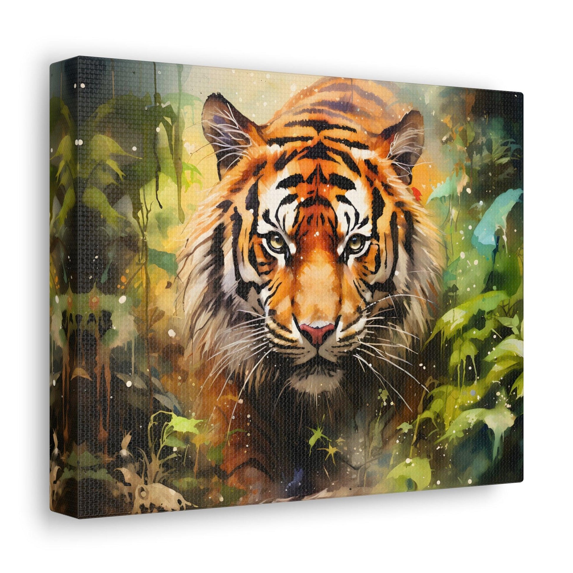 Watercolor Tiger In Nature Art Canvas Gallery Wraps Tiger Print Large Canvas Art Animal Wall Art minimalist Wall Art Lover Gift - Giftsmojo