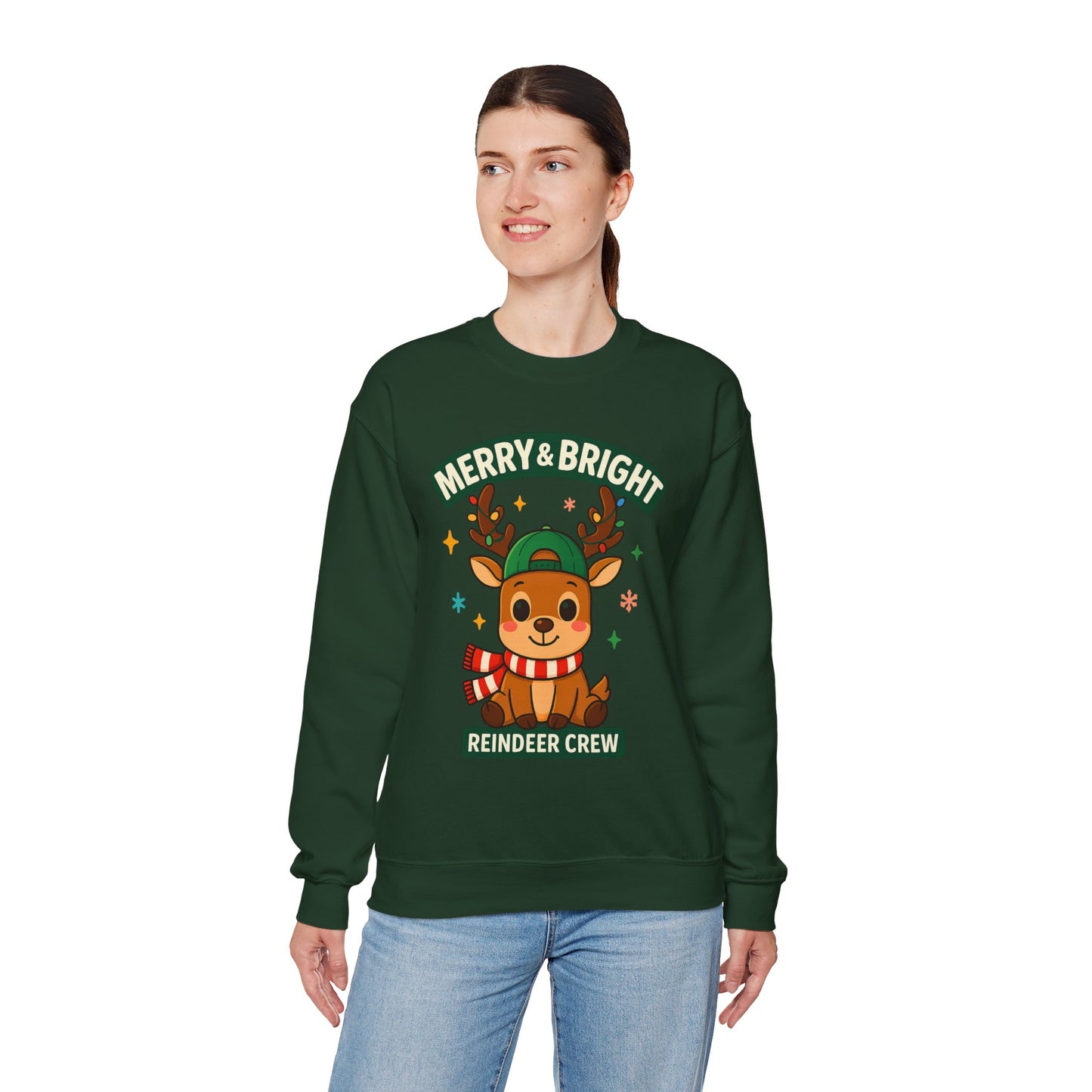 Reindeer With Scarf Christmas Sweatshirt – GiftsMojo