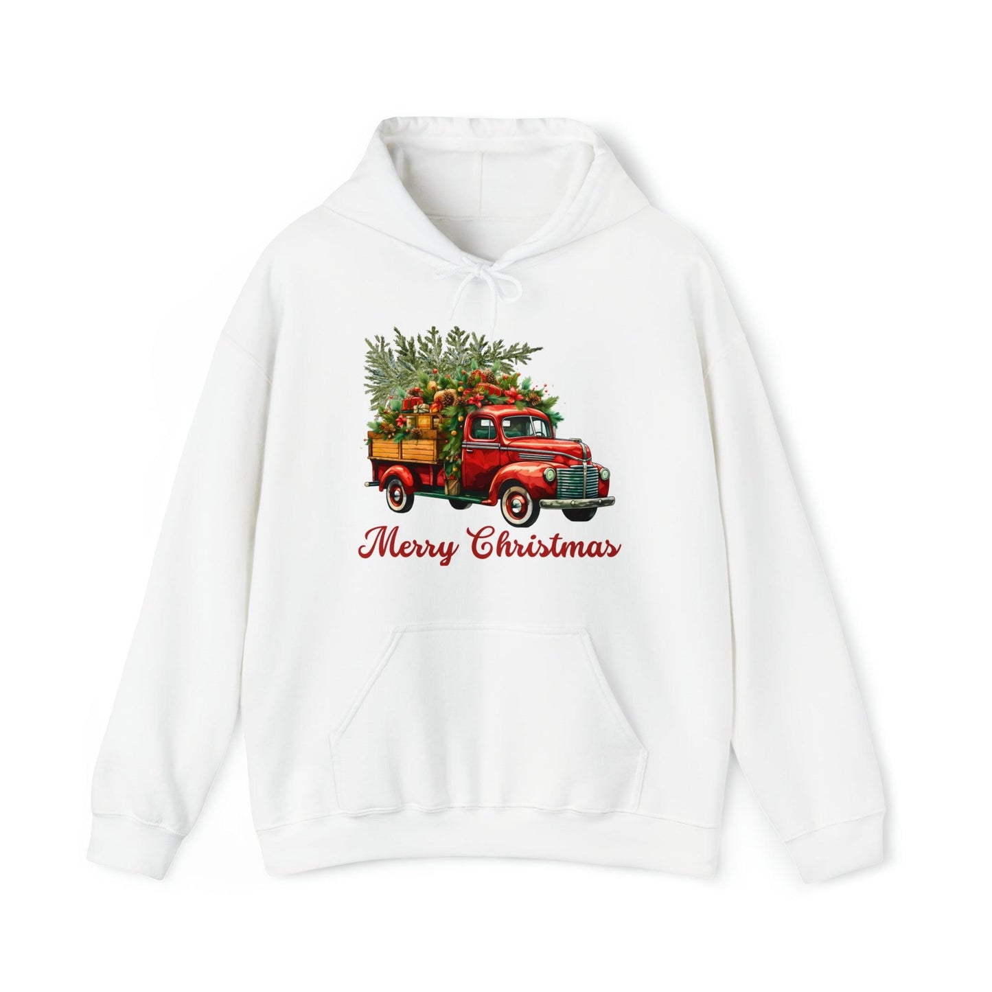 Christmas Tree Truck Hooded Sweatshirt Christmas Truck Sweatshirt Christmas Sweater Truck Pullover Christmas Tree Sweat Pine Tree Pullover - Giftsmojo