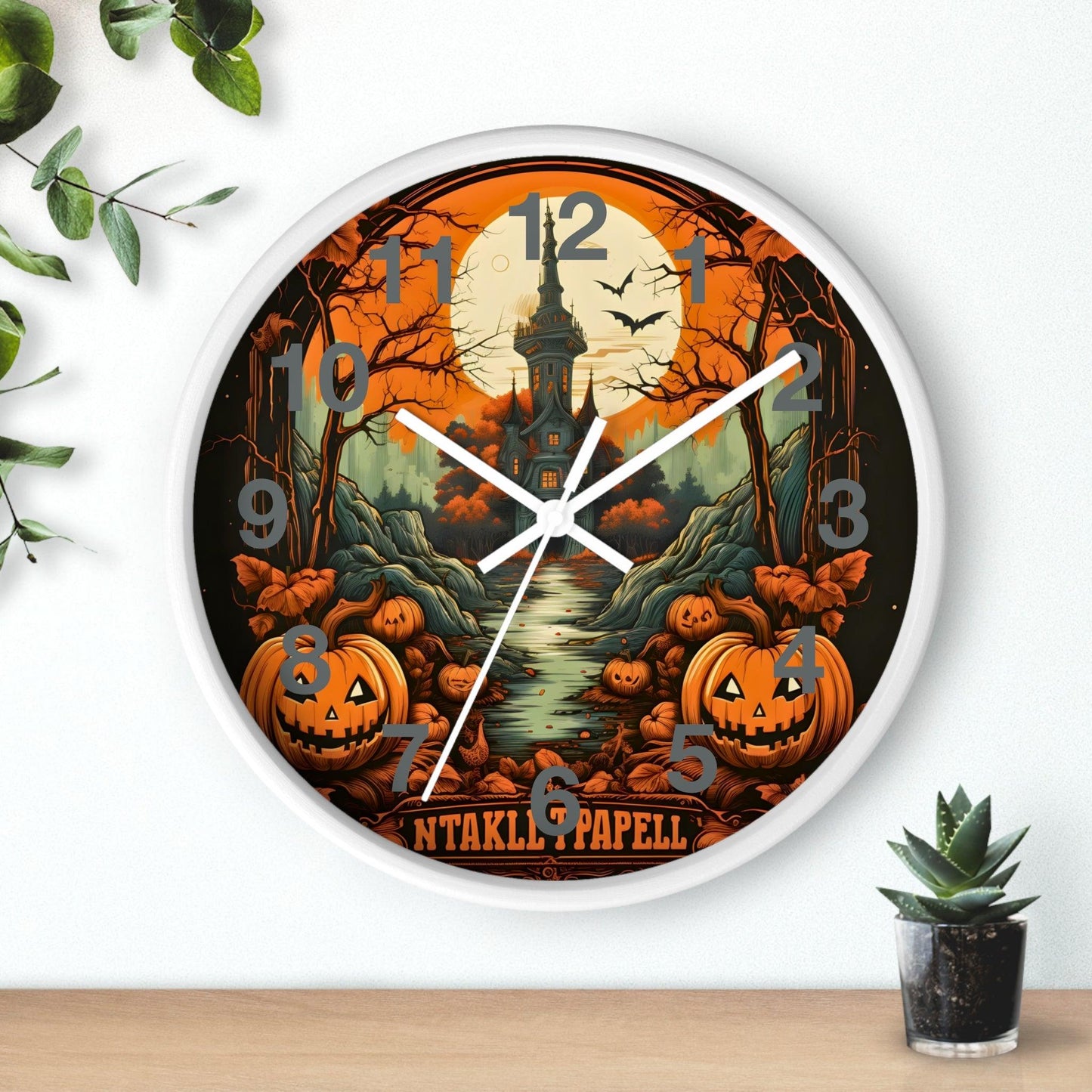 Happy HALLOTHANKSMAS Clock Halloween Ghost Wall Clock Halloween Wall Clocks Halloween Clock Fall Clock Halloween Decor