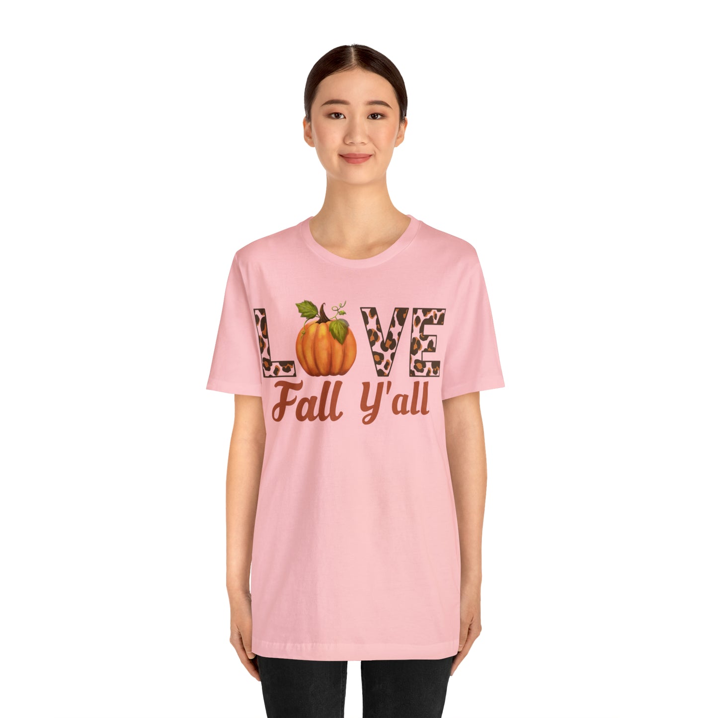 Leopard Print Love Fall Y'all Shirt, Pumpkin Shirt, Fall Shirt for Fall Lover, Fall gift