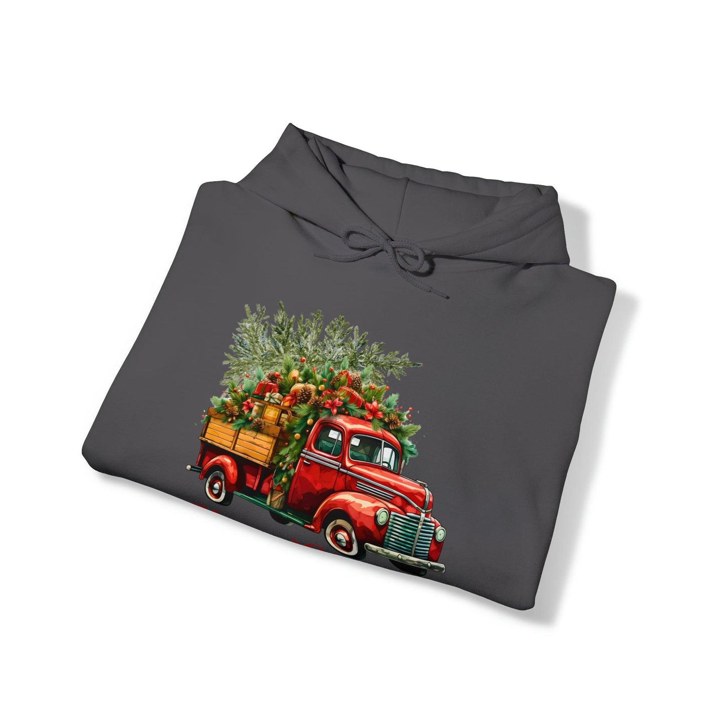 Christmas Tree Truck Hooded Sweatshirt Christmas Truck Sweatshirt Christmas Sweater Truck Pullover Christmas Tree Sweat Pine Tree Pullover - Giftsmojo