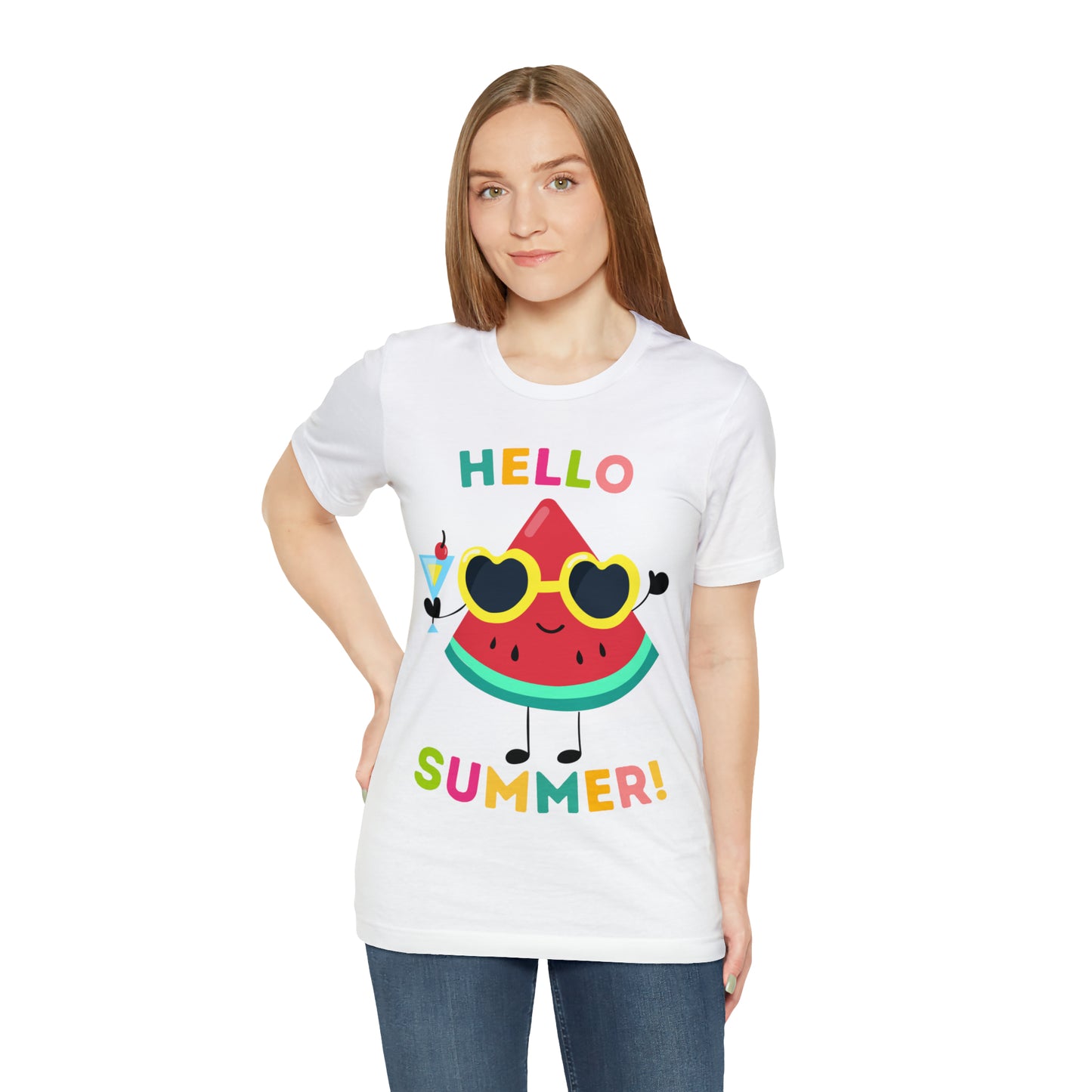 Hello Summer Shirt, Funny Summer Casual Top Tee,Unisex Summer Tshirt Ladies