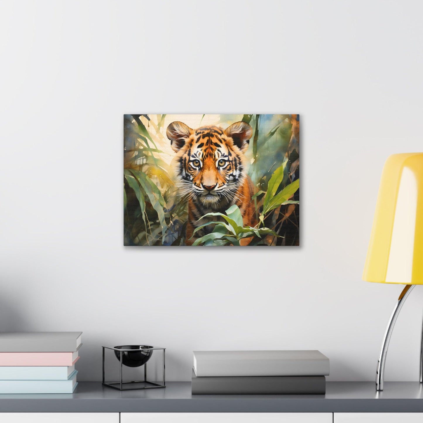 Watercolor Baby Tiger In Nature Art Canvas Gallery Wraps Tiger Print Large Canvas Art Animal Wall Art minimalist Wall Art Lover Gift - Giftsmojo