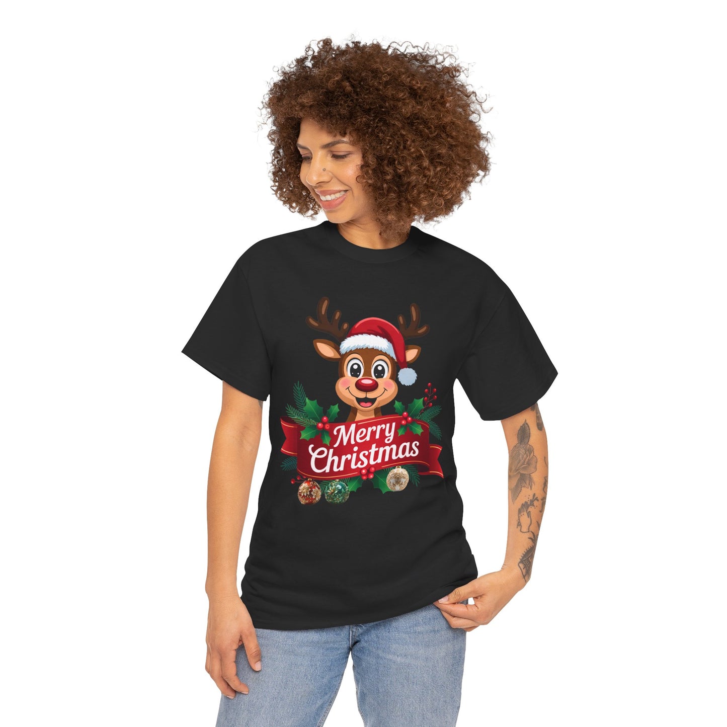 Christmas Reindeer Tee — Merry Christmas Cute Holiday Shirt