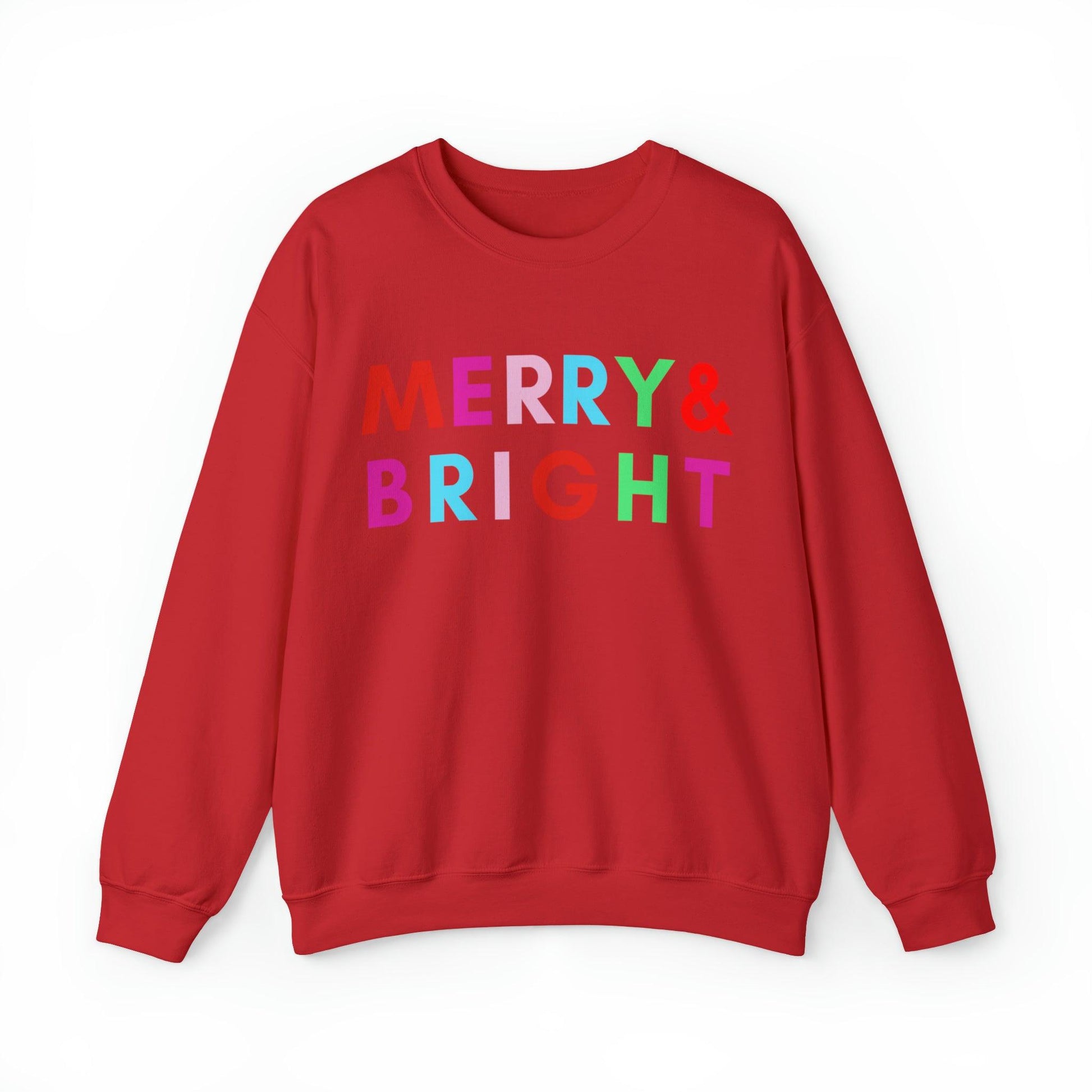 Merry and Bright Christmas Sweatshirt Christmas Shirts, Merry Christmas Crewneck Cute Winter Sweater Christmas Gift - Giftsmojo