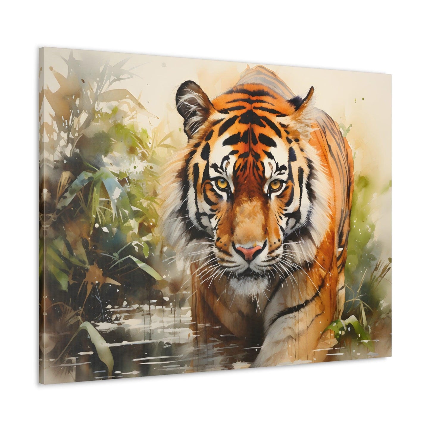 Watercolor Tiger In Nature Art Canvas Gallery Wraps Tiger Print Large Canvas Art Animal Wall Art minimalist Wall Art Lover Gift - Giftsmojo