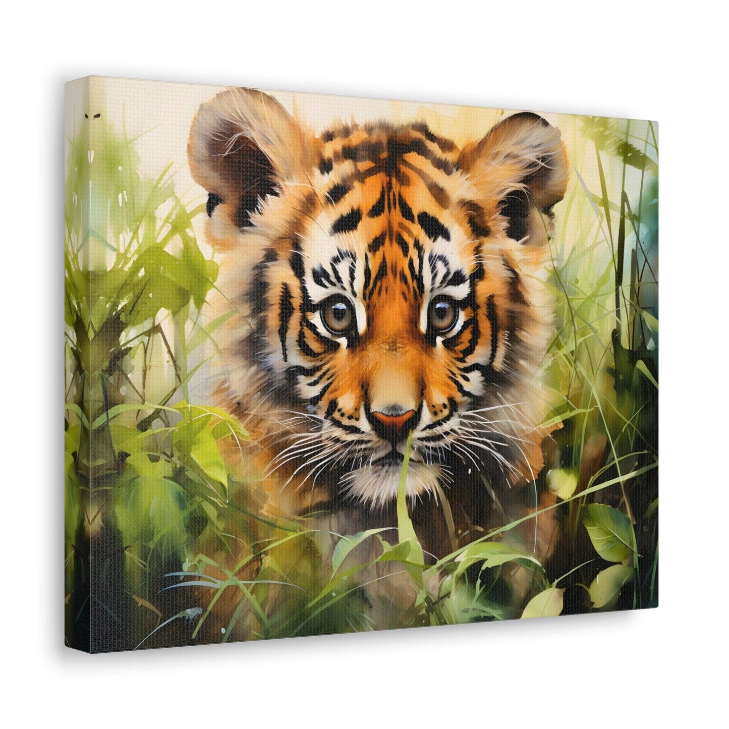 Watercolor Baby Tiger In Nature Art Canvas Gallery Wraps Tiger Print Large Canvas Art Animal Wall Art minimalist Wall Art Lover Gift - Giftsmojo