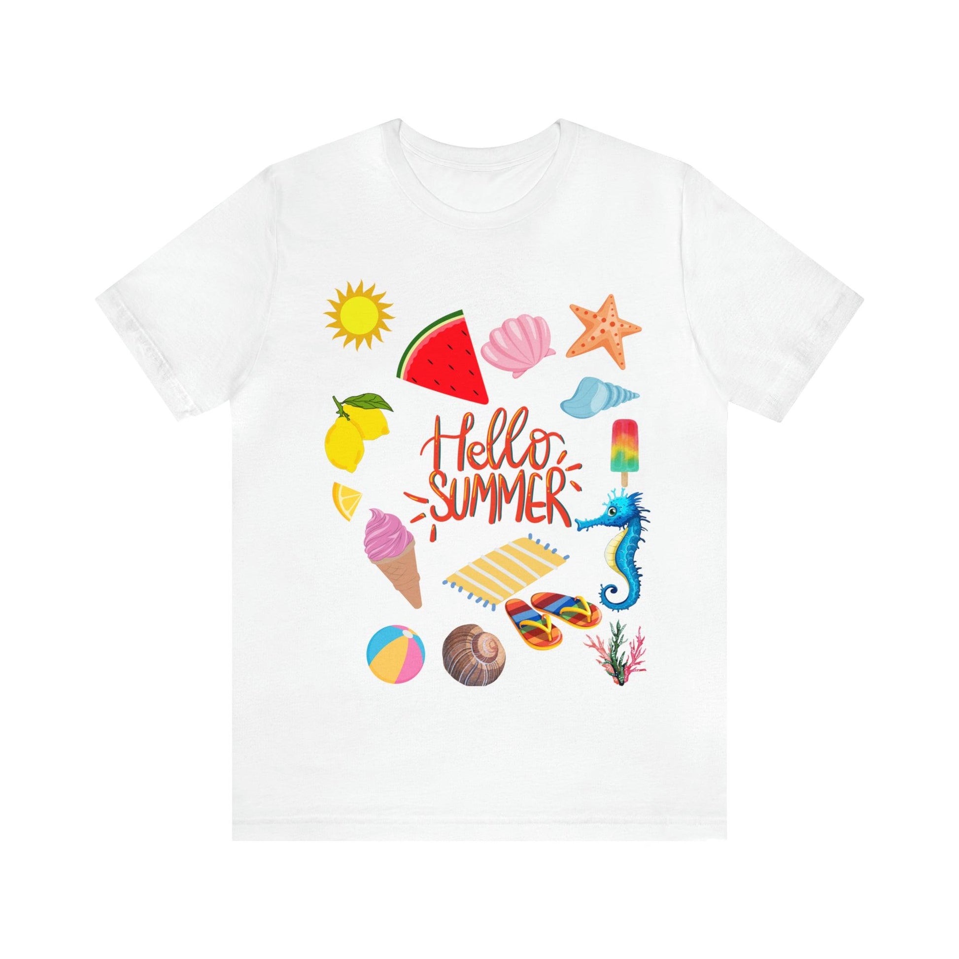 Hello Summer shirt, Summer shirts for women and men, Summer Casual Top Tee - Giftsmojo