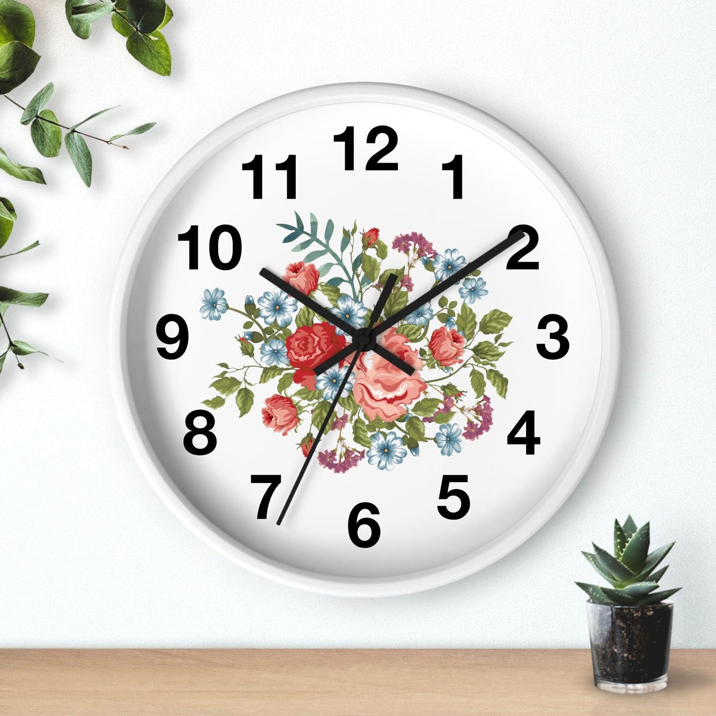 Flower Wall Clock Floral Wall Clock Home Decor Gift House Warming Gift- New Home Gift Mom Gift Farmhouse Clocks For Wall Living Room Bedroom