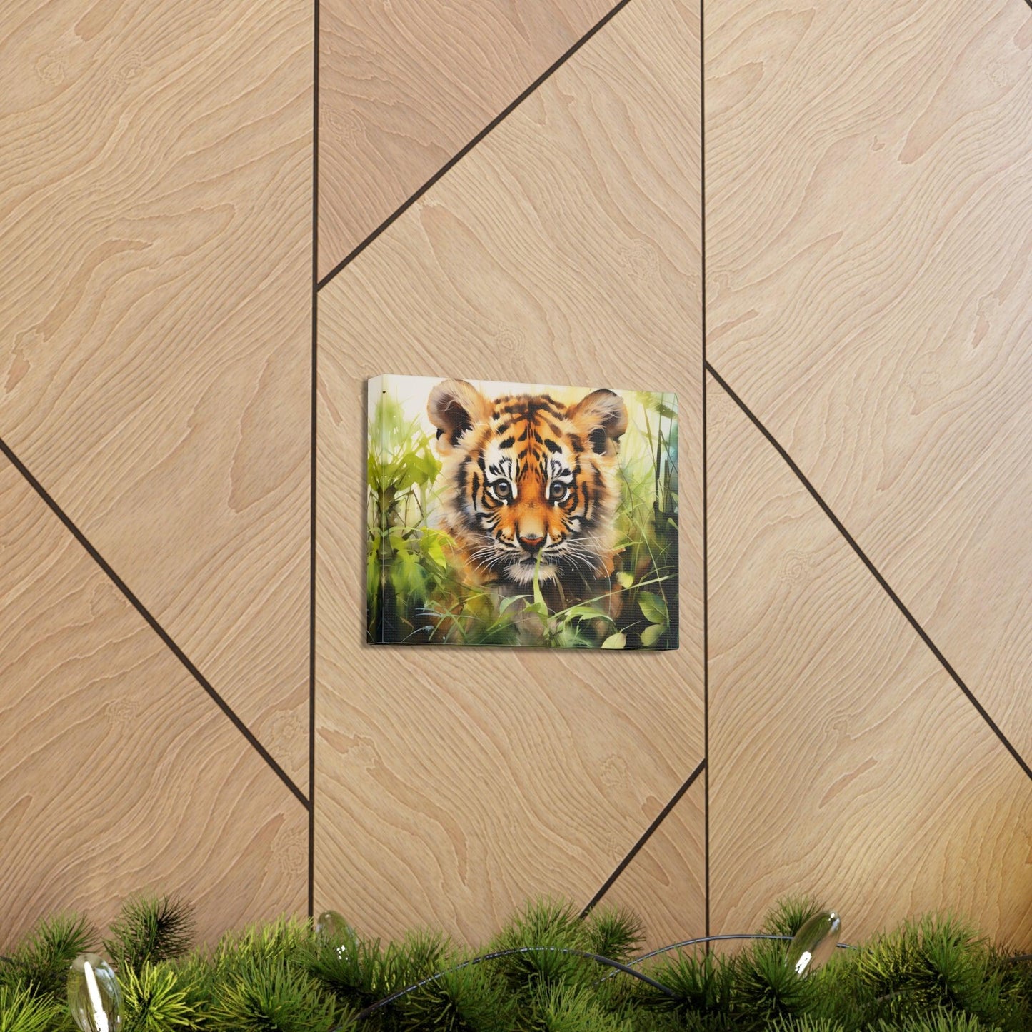 Watercolor Baby Tiger In Nature Art Canvas Gallery Wraps Tiger Print Large Canvas Art Animal Wall Art minimalist Wall Art Lover Gift - Giftsmojo