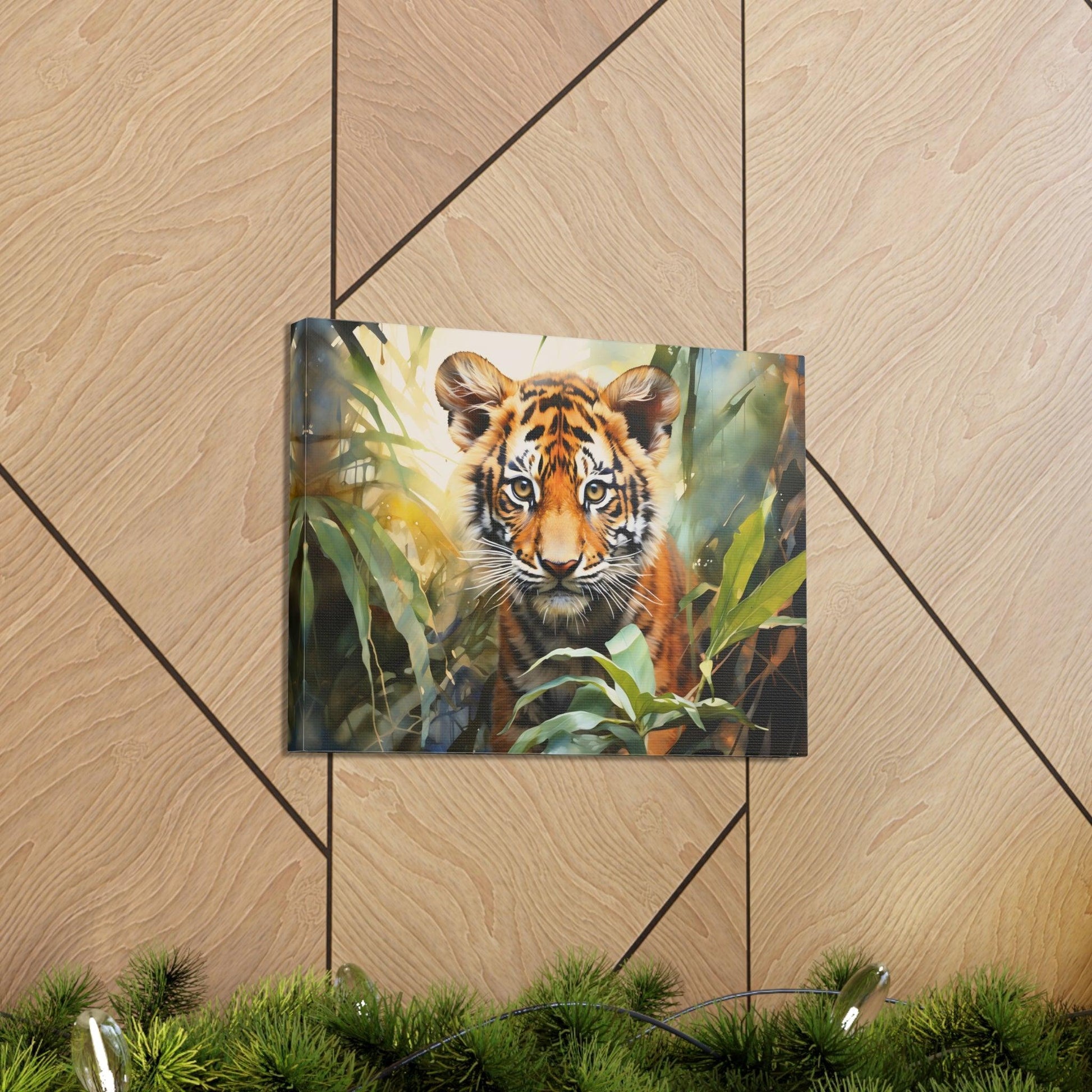 Watercolor Baby Tiger In Nature Art Canvas Gallery Wraps Tiger Print Large Canvas Art Animal Wall Art minimalist Wall Art Lover Gift - Giftsmojo