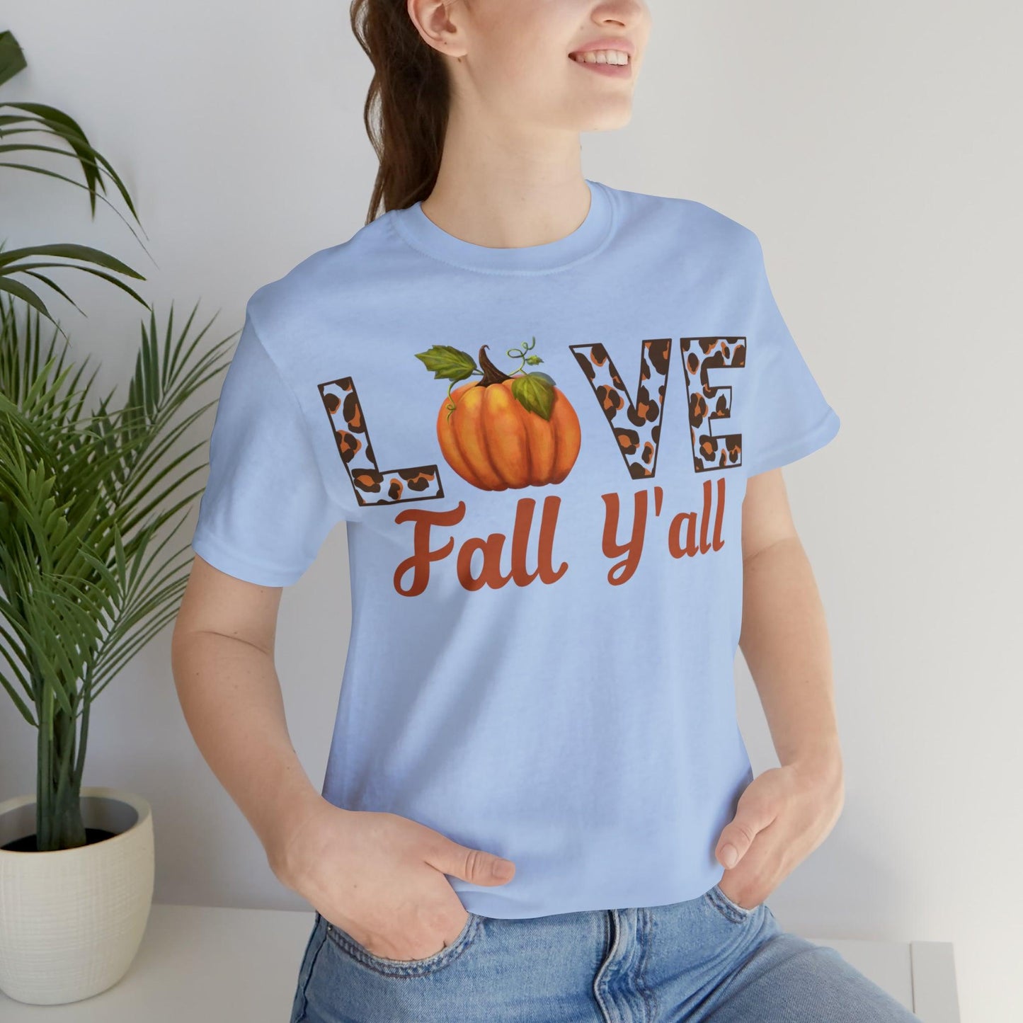 Leopard Print Love Fall Y'all Shirt, Pumpkin Shirt, Fall Shirt for Fall Lover, Fall gift - Giftsmojo