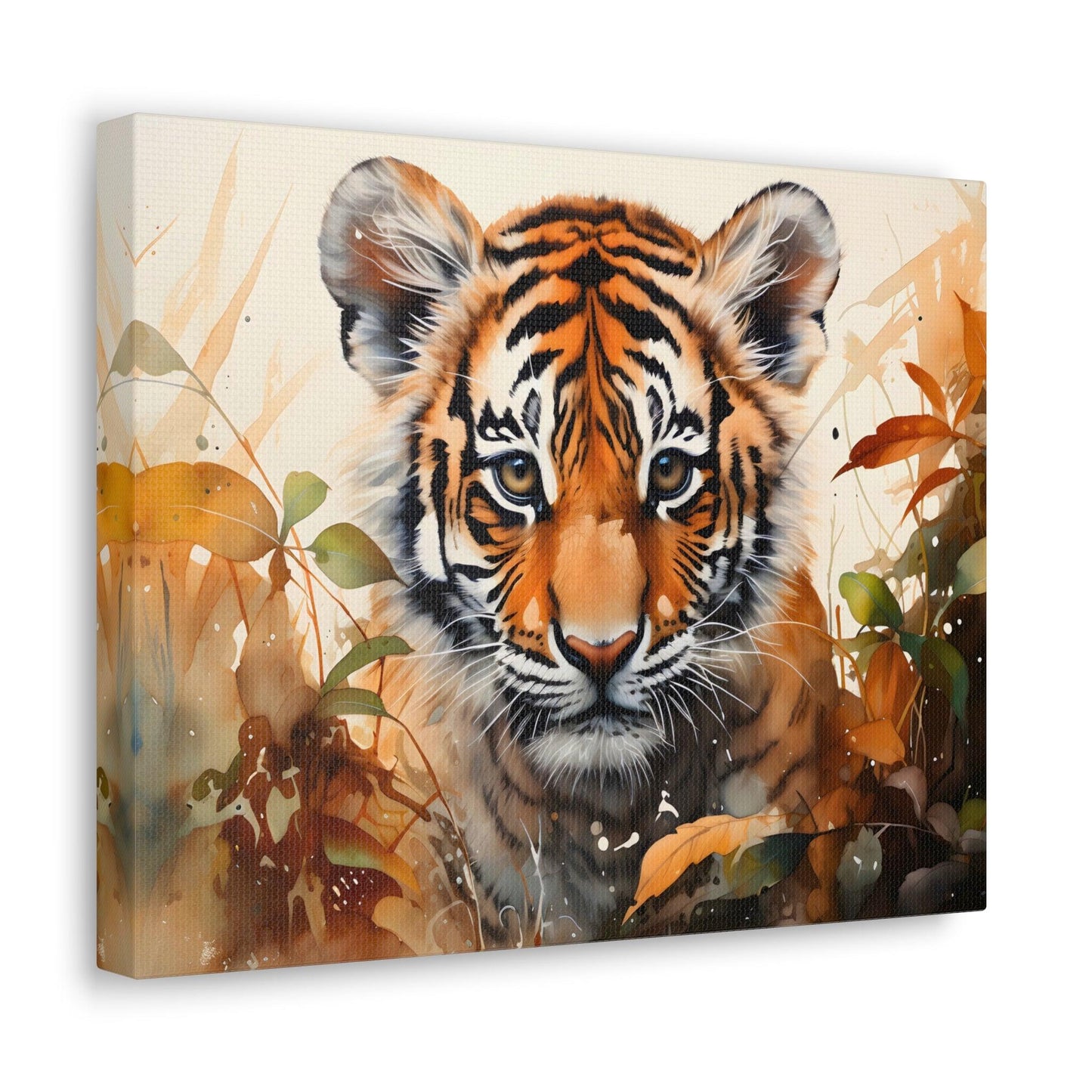 Watercolor Baby Tiger In Nature Art Canvas Gallery Wraps Tiger Print Large Canvas Art Animal Wall Art minimalist Wall Art Lover Gift - Giftsmojo