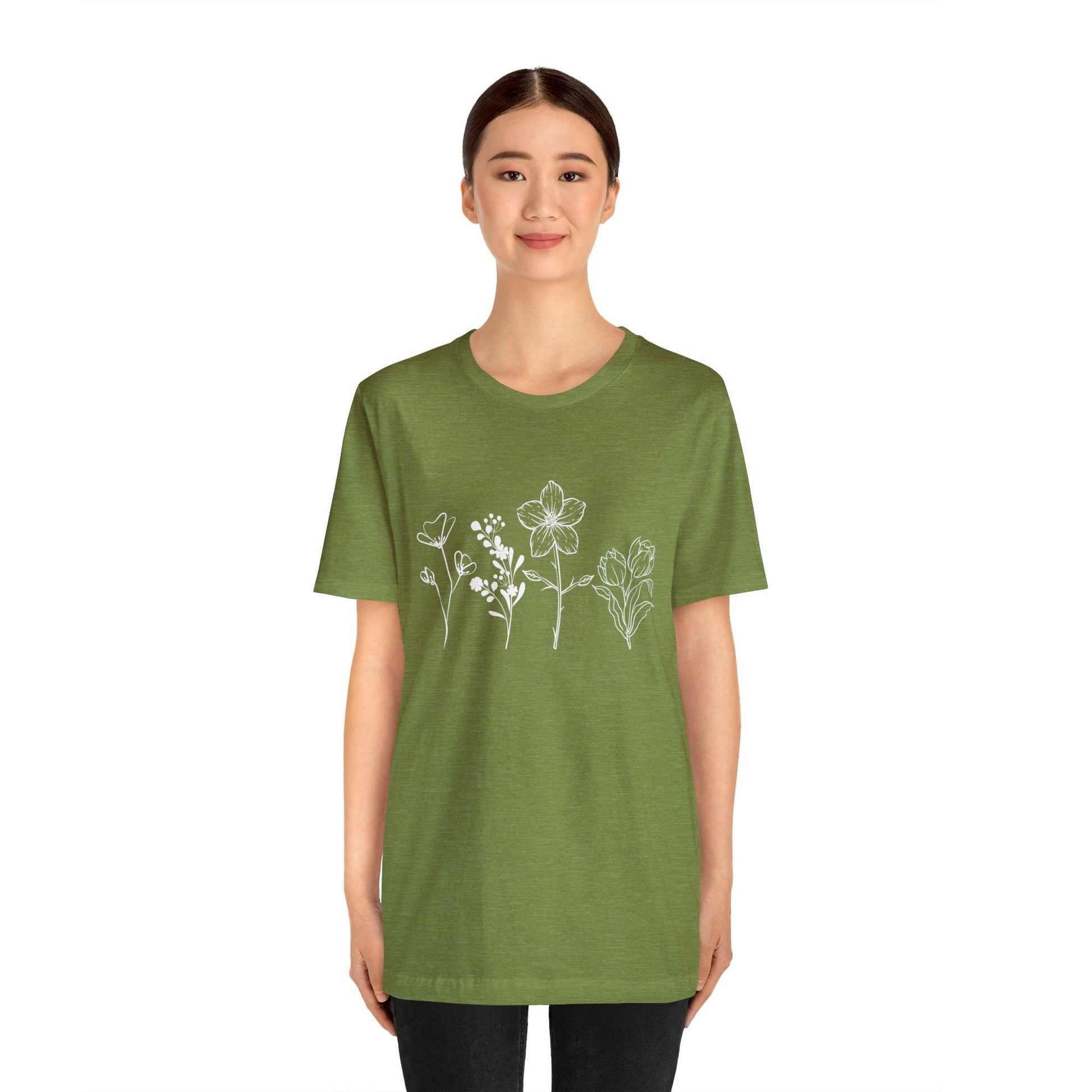 Wildflower Tshirt, Wild Flowers Shirt, Floral Tshirt, Flower Shirt, Gift for Women, Ladies Shirts, Best Friend Gift, Plant Mom shirt Garden - Giftsmojo