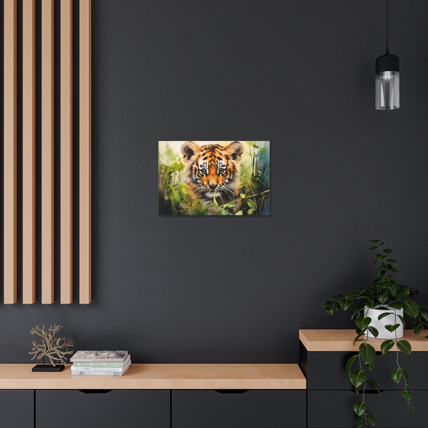 Watercolor Baby Tiger In Nature Art Canvas Gallery Wraps Tiger Print Large Canvas Art Animal Wall Art minimalist Wall Art Lover Gift