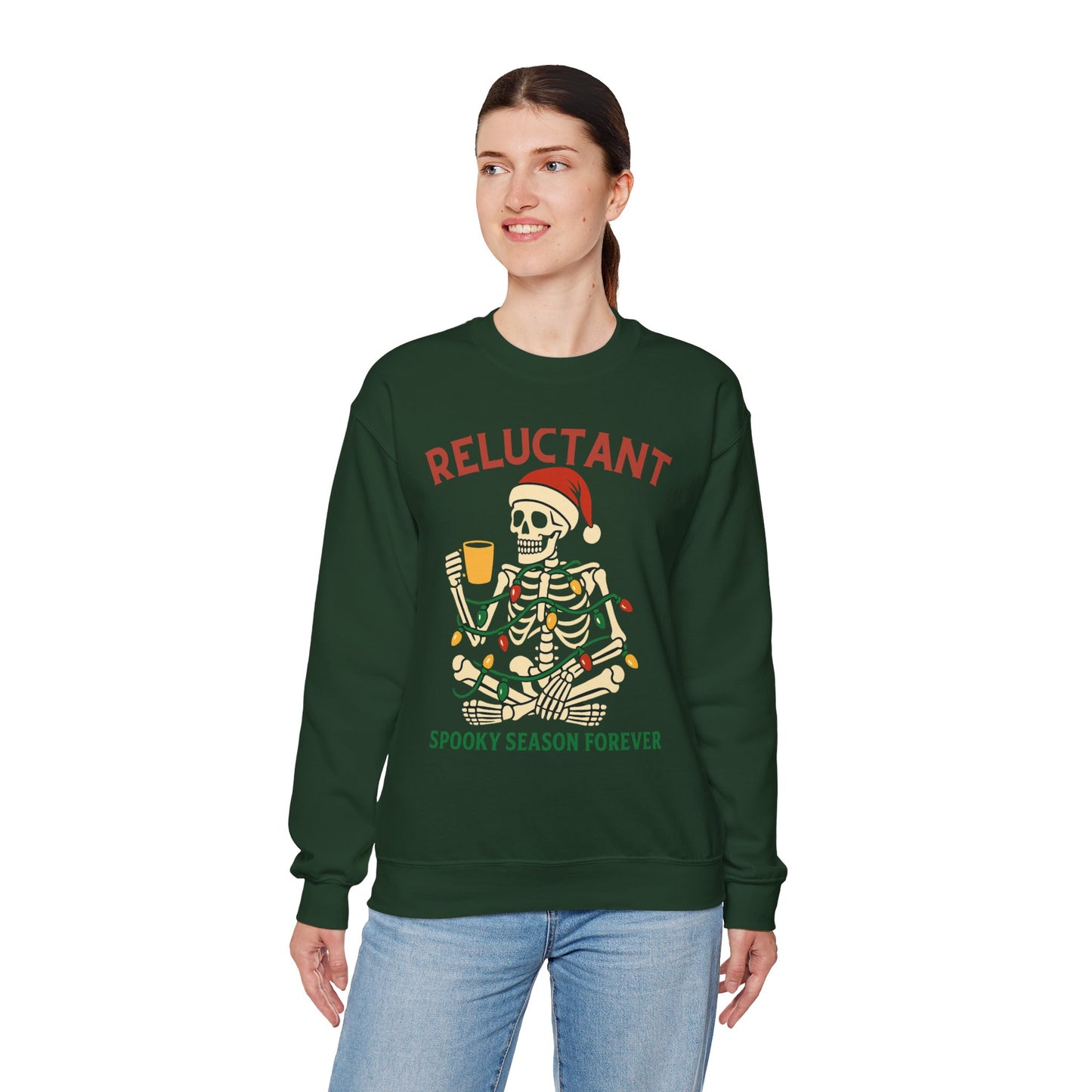 Christmas Skeleton Unisex Sweatshirt - Reluctant Spooky Season Forever