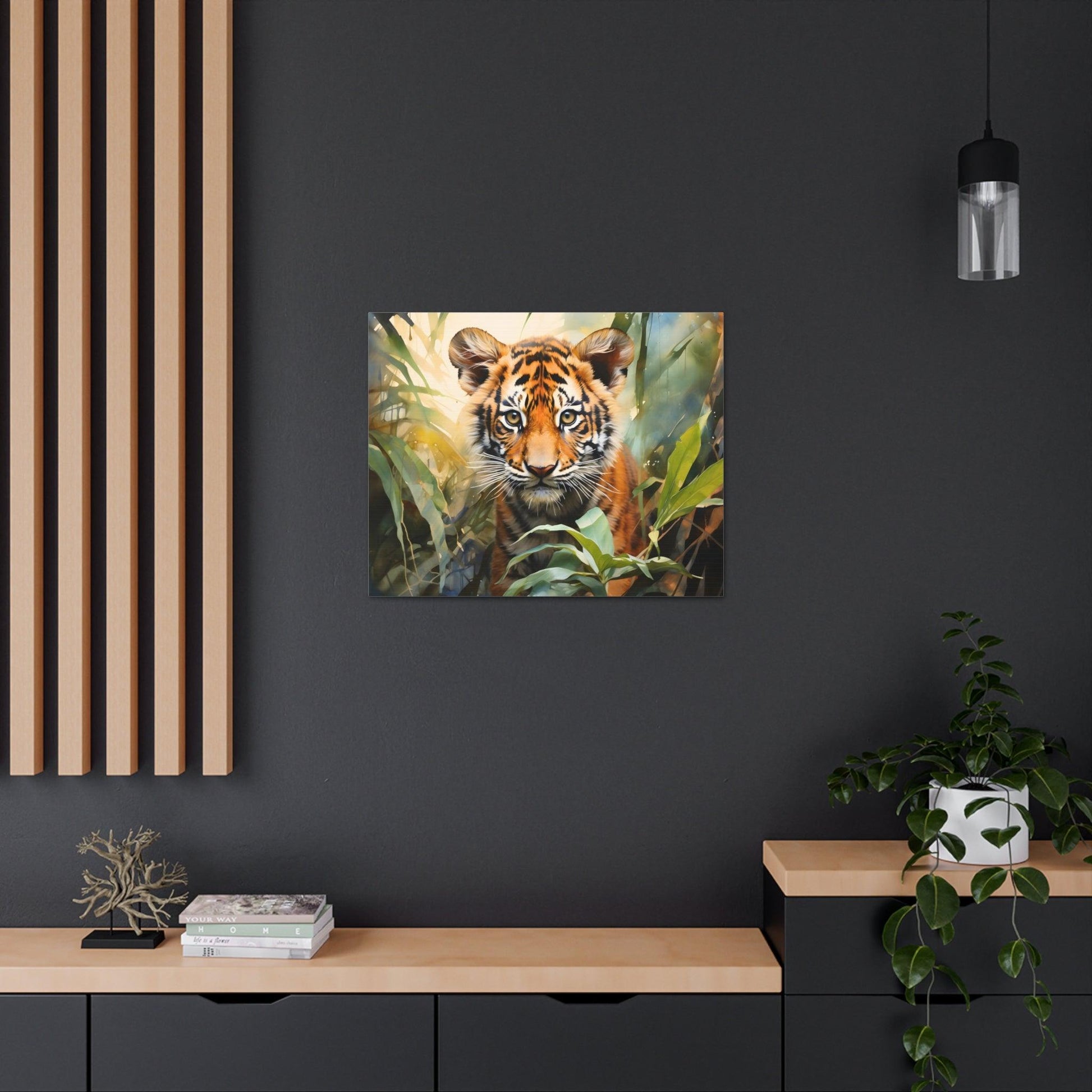 Watercolor Baby Tiger In Nature Art Canvas Gallery Wraps Tiger Print Large Canvas Art Animal Wall Art minimalist Wall Art Lover Gift - Giftsmojo