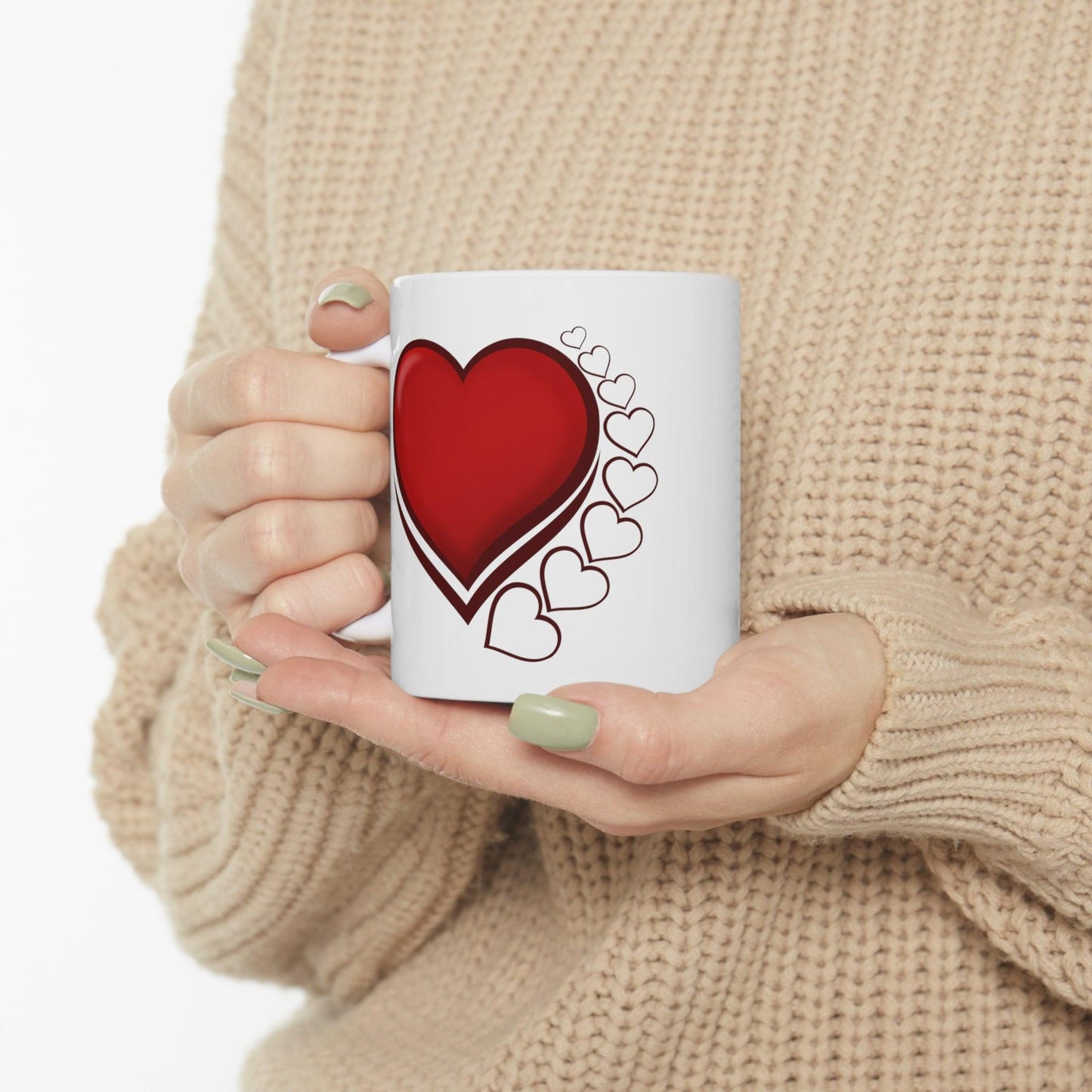 Love hearts Mug, Valentine gift, gift for mom, gift for her, gift for him, mug, custom mug, Ceramic Mug 11oz - Giftsmojo