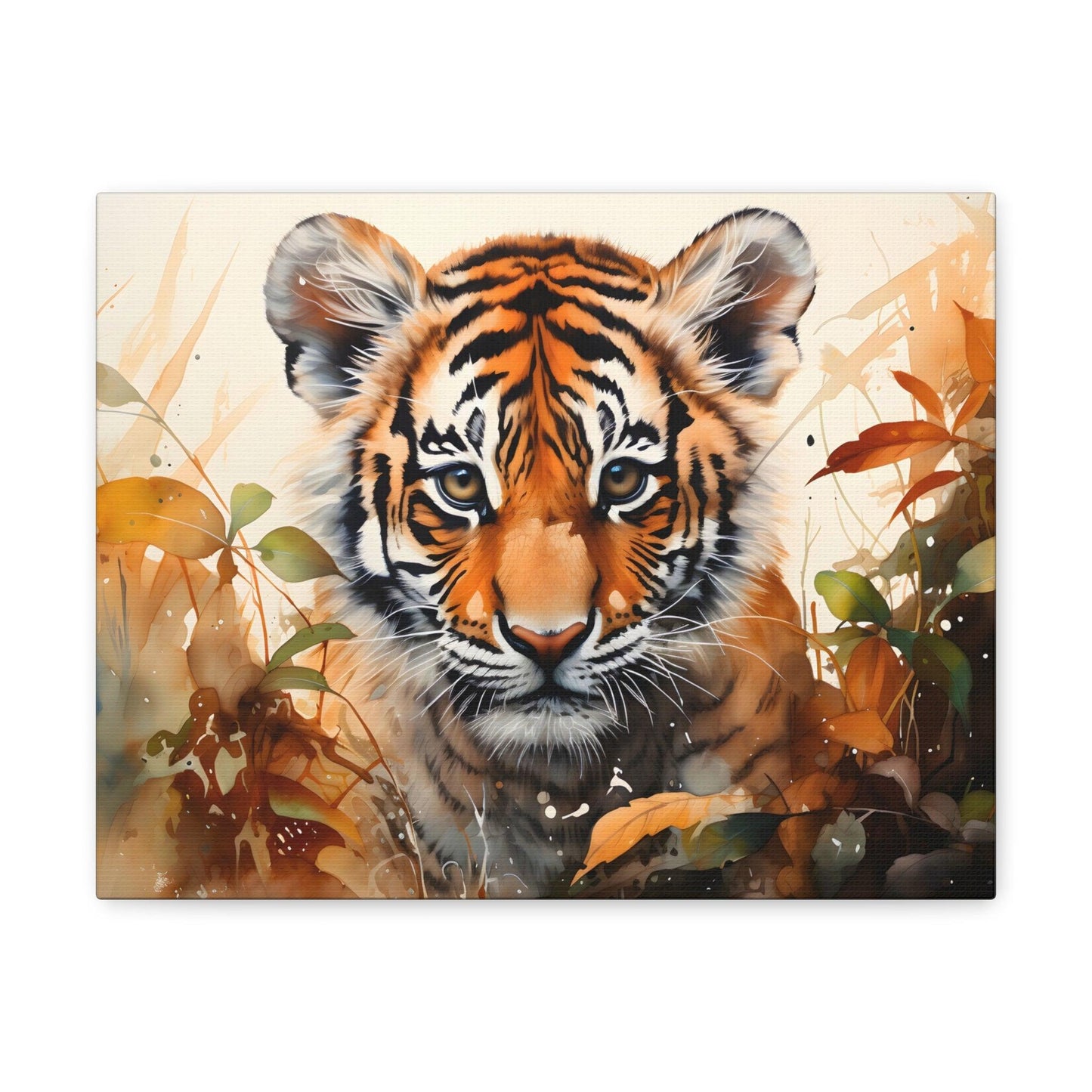 Watercolor Baby Tiger In Nature Art Canvas Gallery Wraps Tiger Print Large Canvas Art Animal Wall Art minimalist Wall Art Lover Gift - Giftsmojo