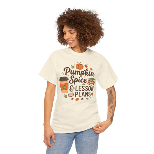 Pumpkin Spice & Lesson Plans Tee — Fall Teacher Coffee Shirt