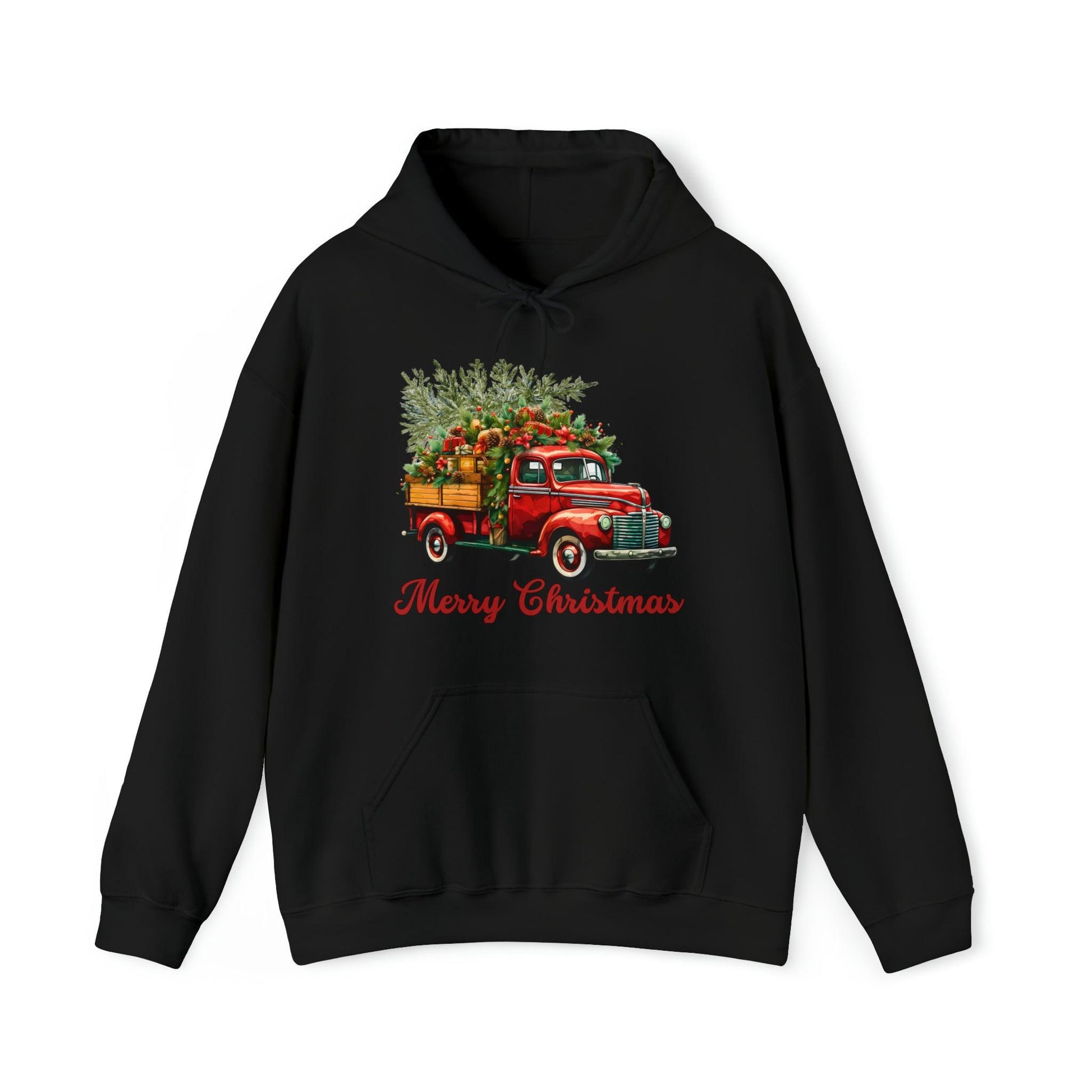 Christmas Tree Truck Hooded Sweatshirt Christmas Truck Sweatshirt Christmas Sweater Truck Pullover Christmas Tree Sweat Pine Tree Pullover - Giftsmojo