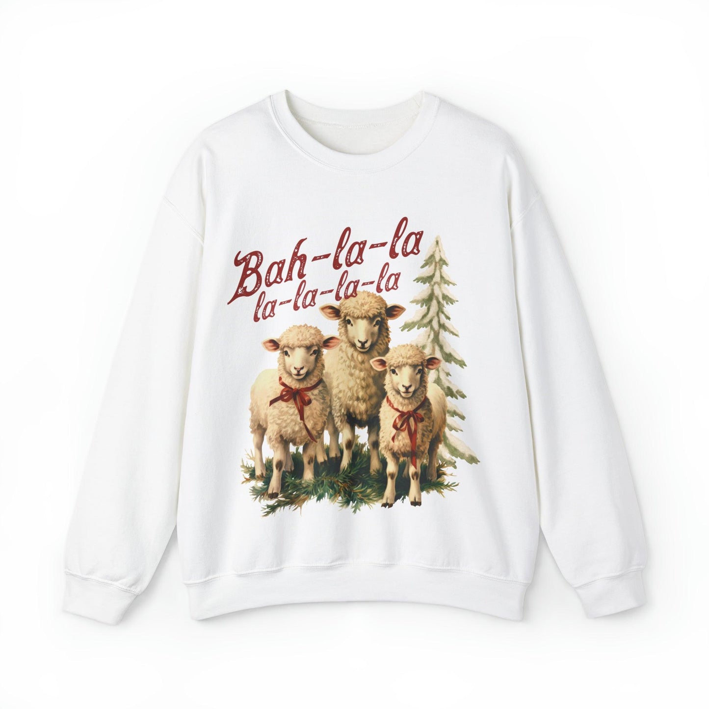 Funny Christmas Sweatshirt Christmas On The Farm Sweatshirt Christmas Sheep Sweatshirt Christmas Sweater Trendy Christmas Shirt Bah-la-la-la-la - Giftsmojo