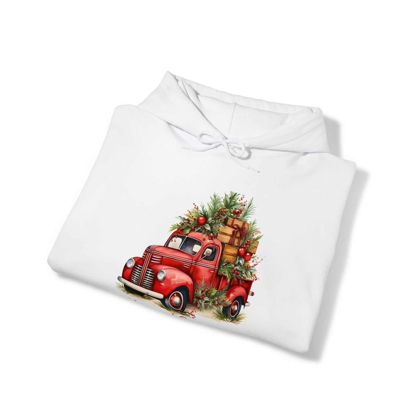 Christmas Tree Truck Hooded Sweatshirt Christmas Truck Sweatshirt Christmas Sweater Truck Pullover Christmas Tree Sweat Pine Tree Pullover - Giftsmojo