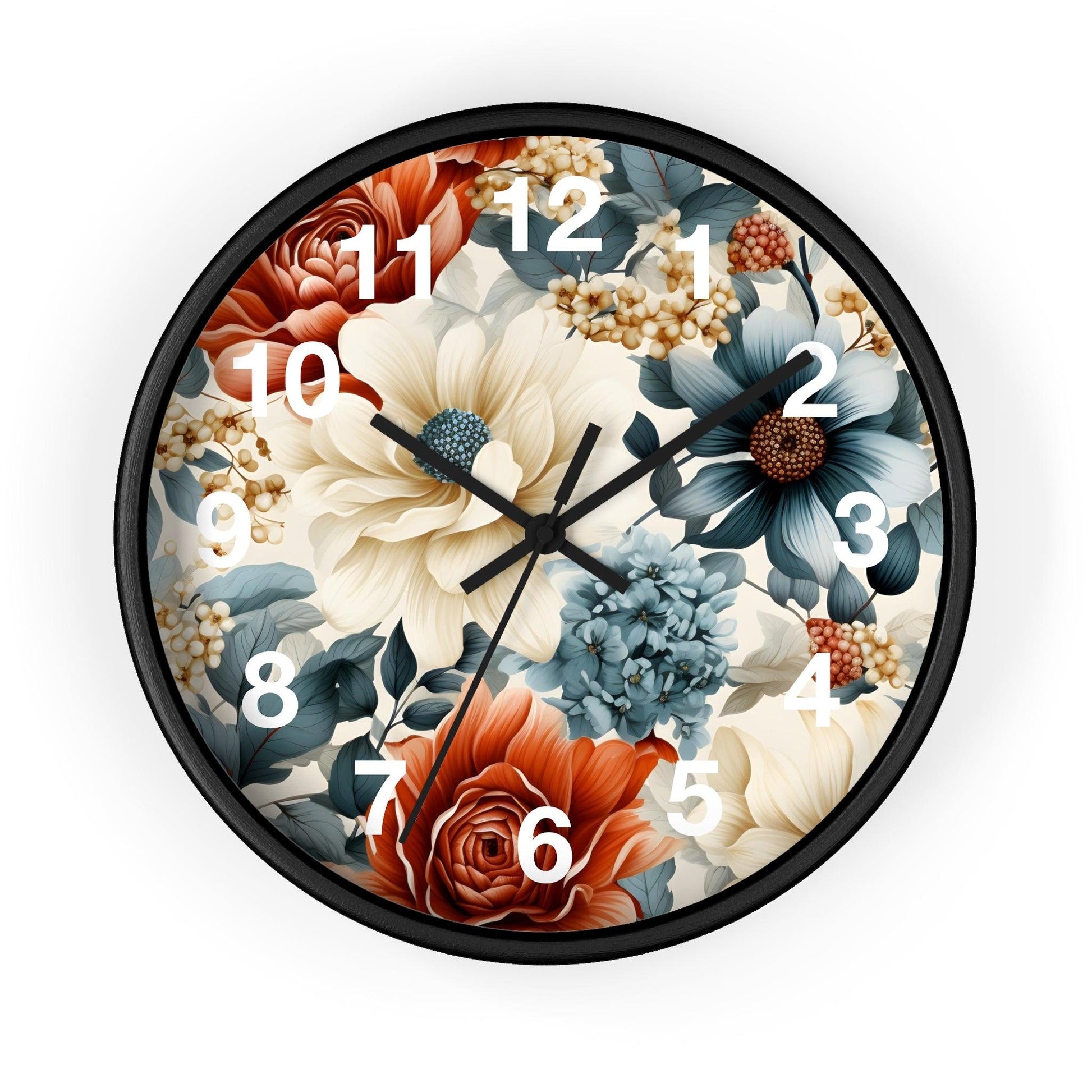Wild Flower Wall Clock Floral Wall Clock Kids Room Home Decor New Home Gift House Warming Gift for New Home Owner, Dorm Room Clock Collage Student Clock - Giftsmojo