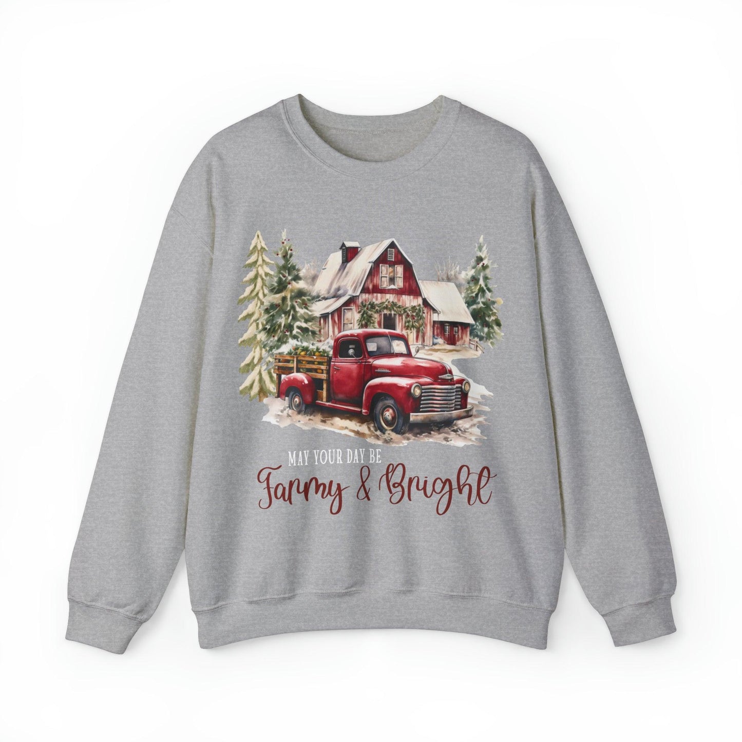 May Your Day Be Farmy And Bright Christmas Sweatshirt Christmas on The Farm Sweatshirt Christmas Farm Sweatshirt Christmas Sweater Trendy Christmas Shirt Farmers - Giftsmojo