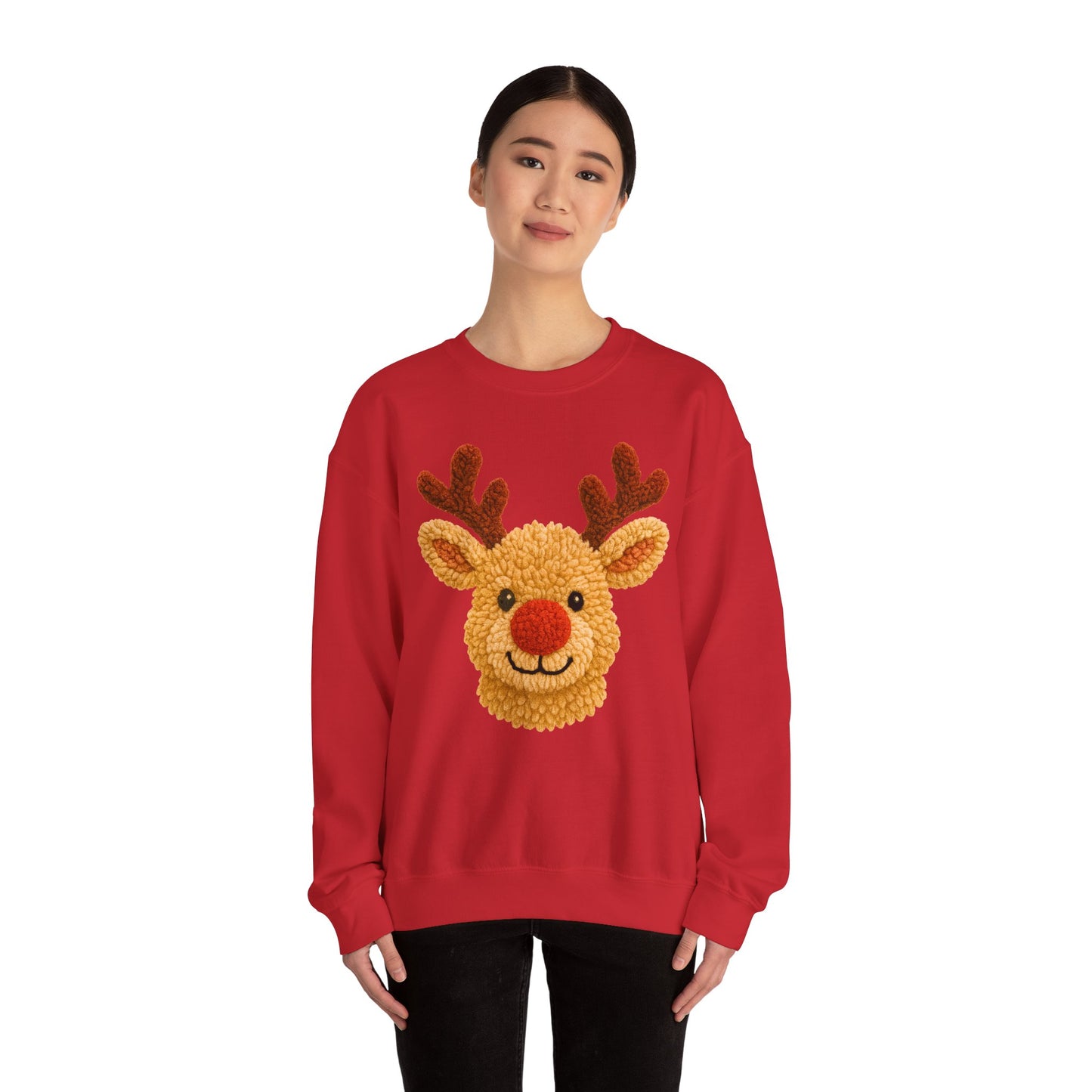 Reindeer Christmas Sweatshirt Unisex Fleece Crew | GiftsMojo