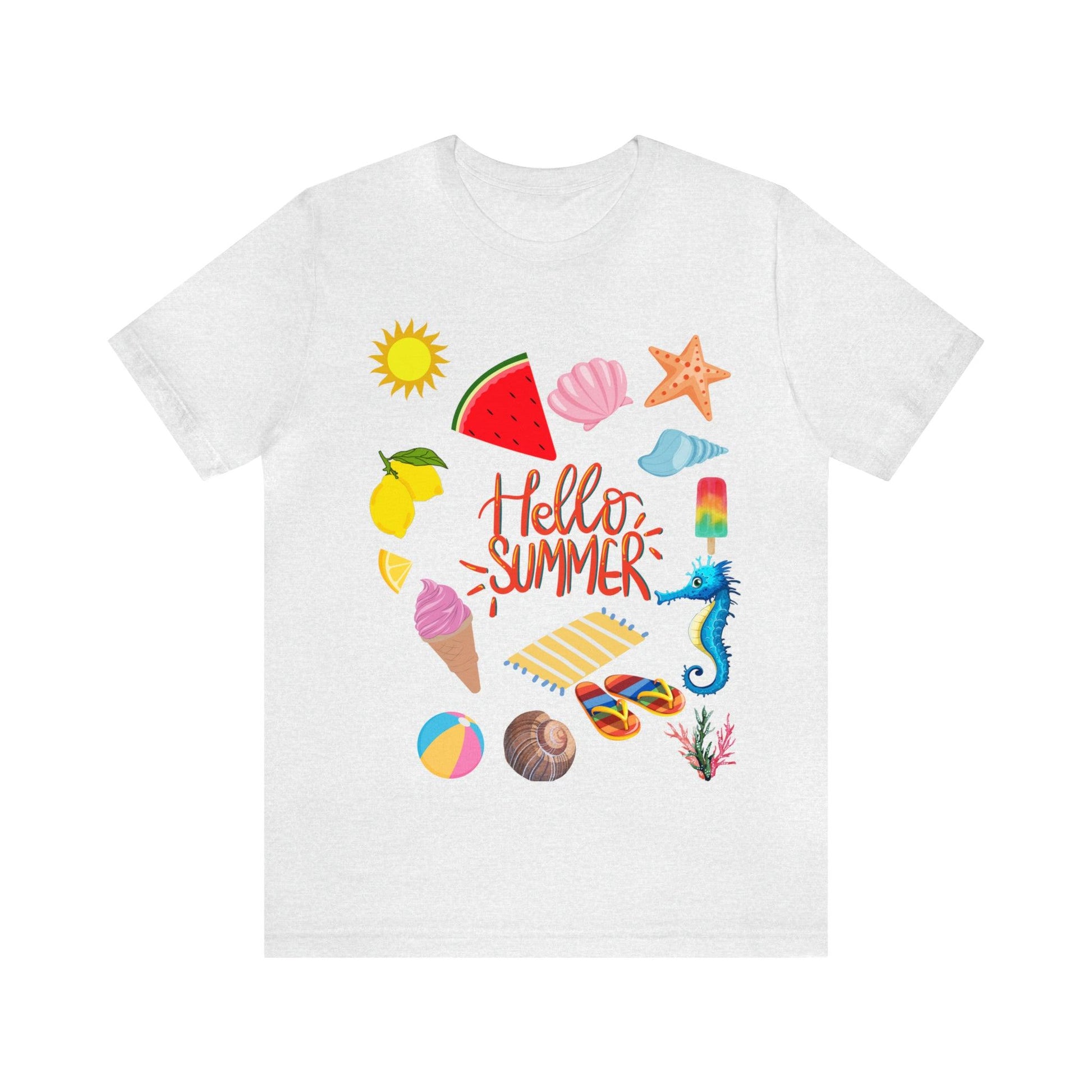 Hello Summer shirt, Summer shirts for women and men, Summer Casual Top Tee - Giftsmojo