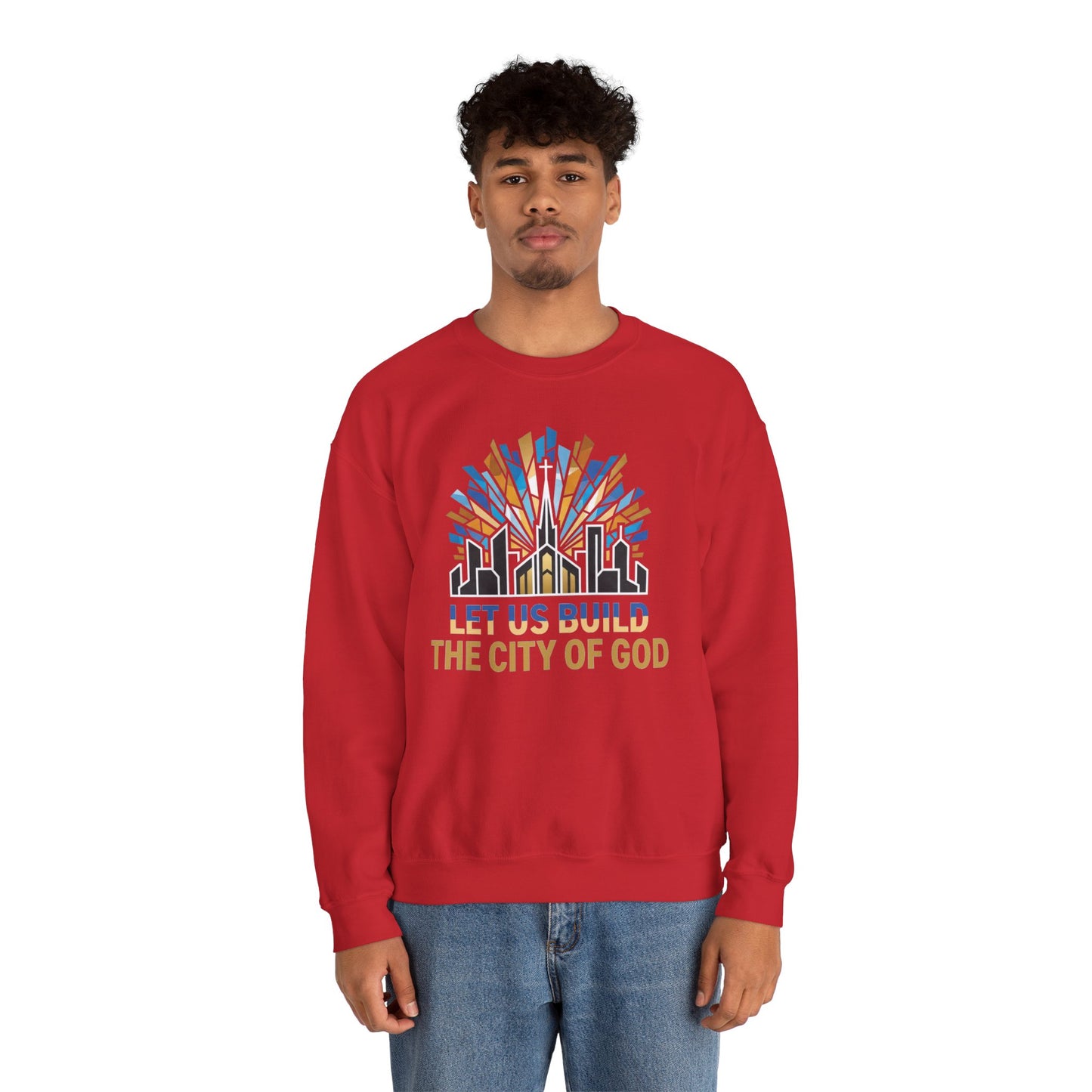 City of God Crewneck Sweatshirt — Let Us Build Christian Faith Tee