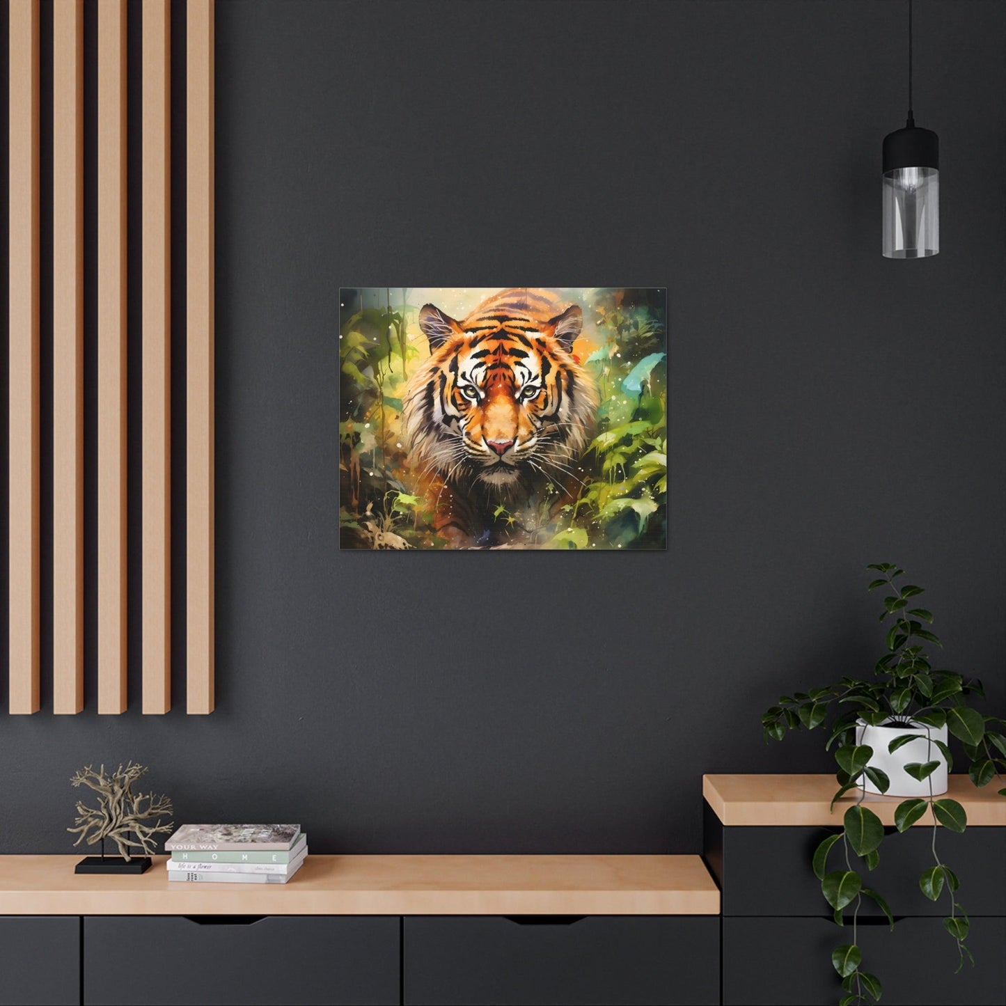 Watercolor Tiger In Nature Art Canvas Gallery Wraps Tiger Print Large Canvas Art Animal Wall Art minimalist Wall Art Lover Gift - Giftsmojo