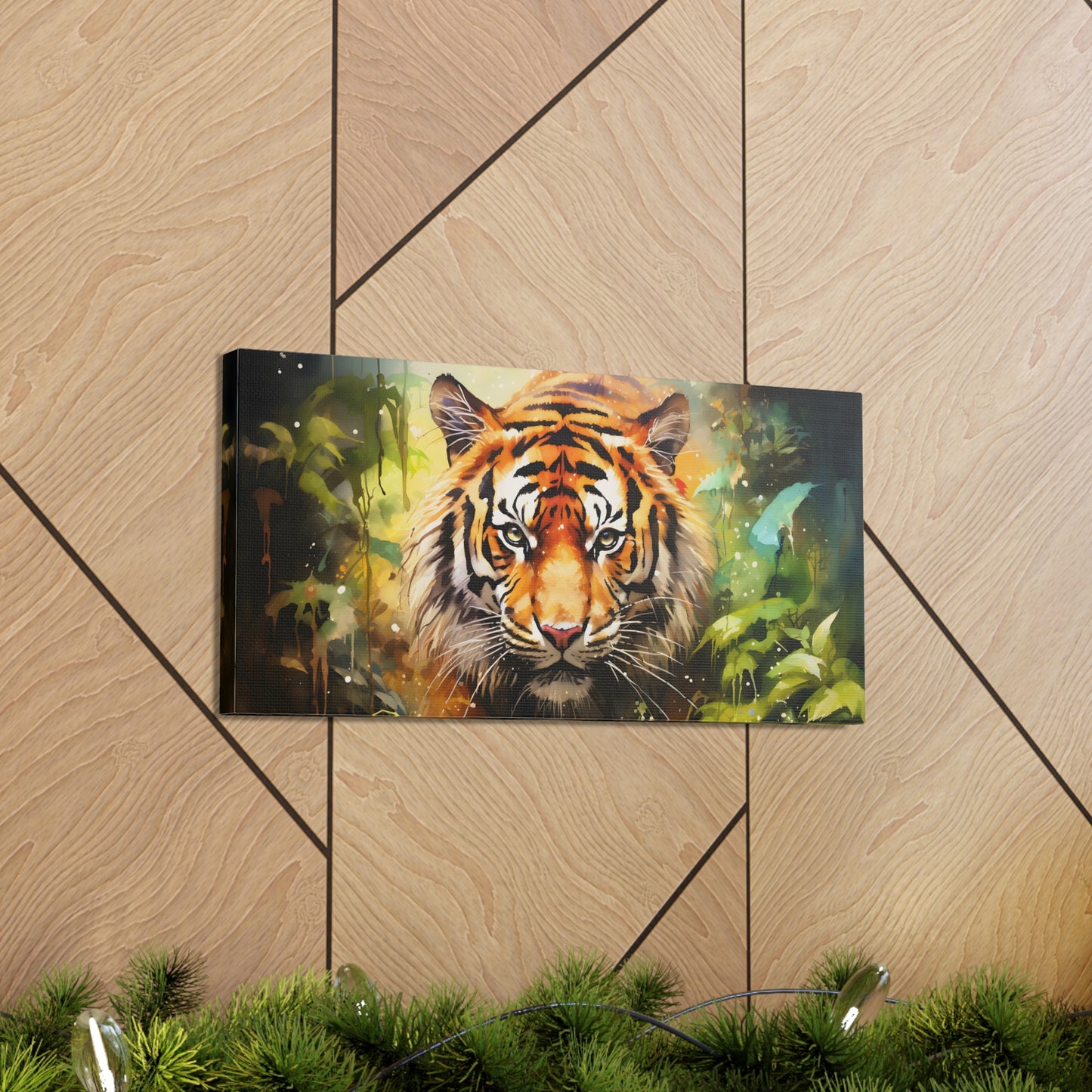 Watercolor Tiger In Nature Art Canvas Gallery Wraps Tiger Print Large Canvas Art Animal Wall Art minimalist Wall Art Lover Gift