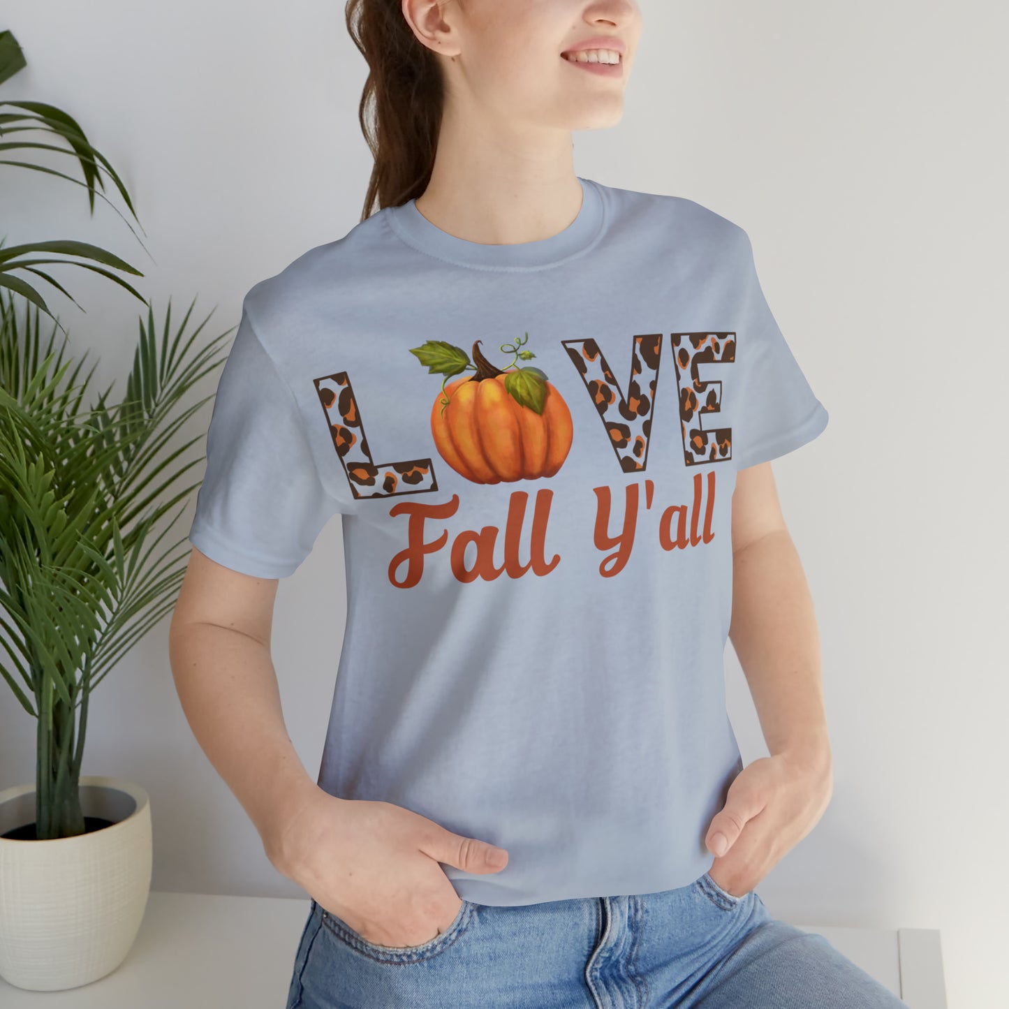 Leopard Print Love Fall Y'all Shirt, Pumpkin Shirt, Fall Shirt for Fall Lover, Fall gift