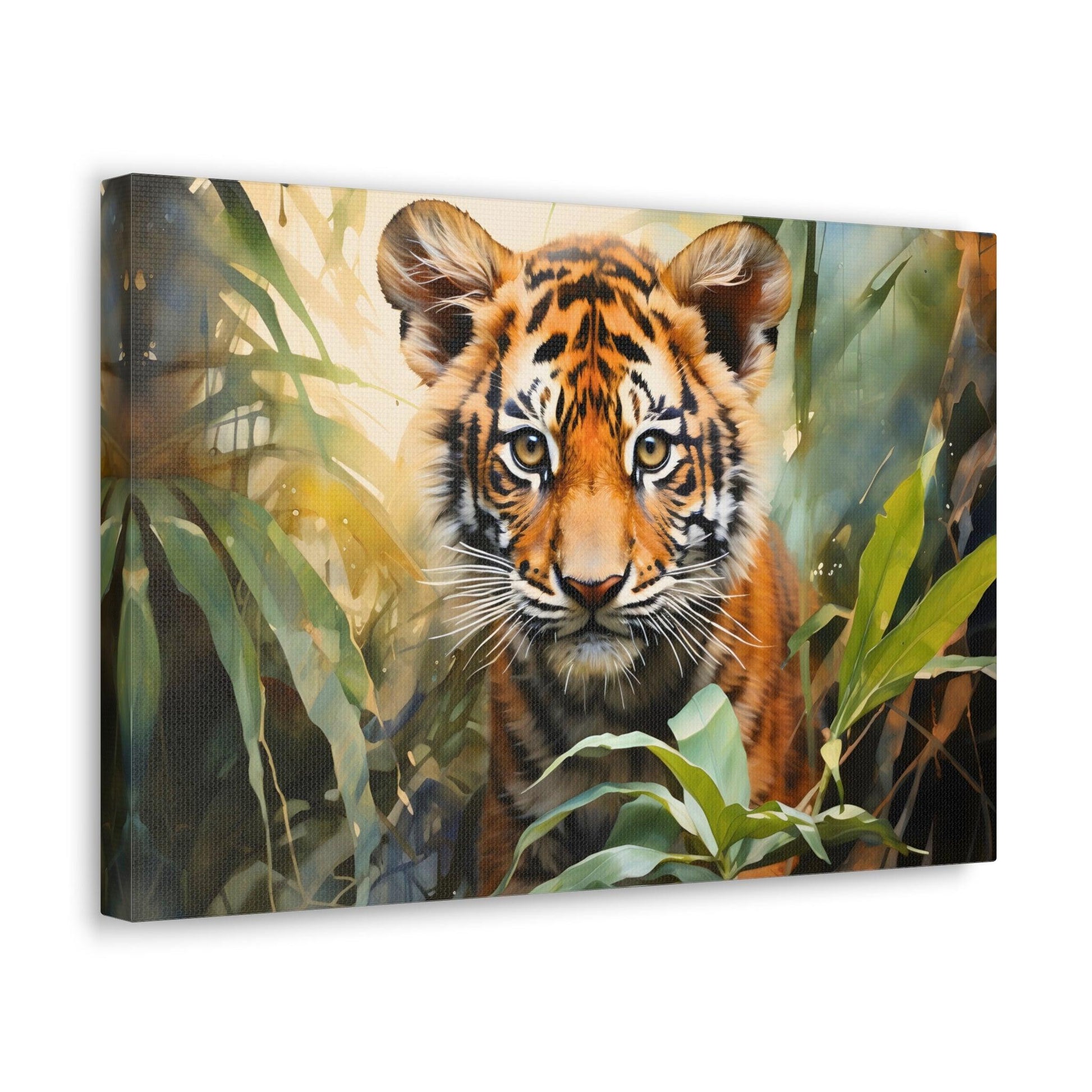 Watercolor Baby Tiger In Nature Art Canvas Gallery Wraps Tiger Print Large Canvas Art Animal Wall Art minimalist Wall Art Lover Gift - Giftsmojo