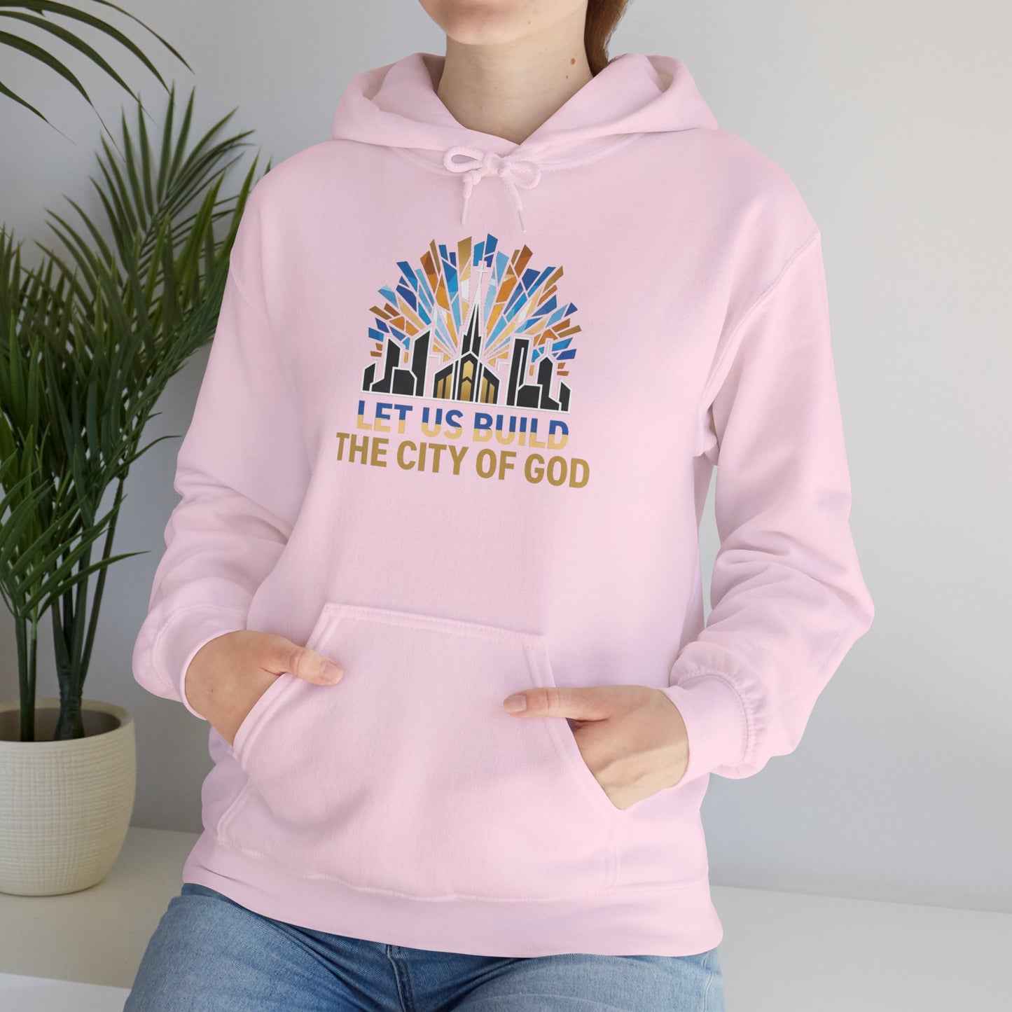 City of God Hoodie — "Let Us Build" Christian Faith Graphic Hoodie