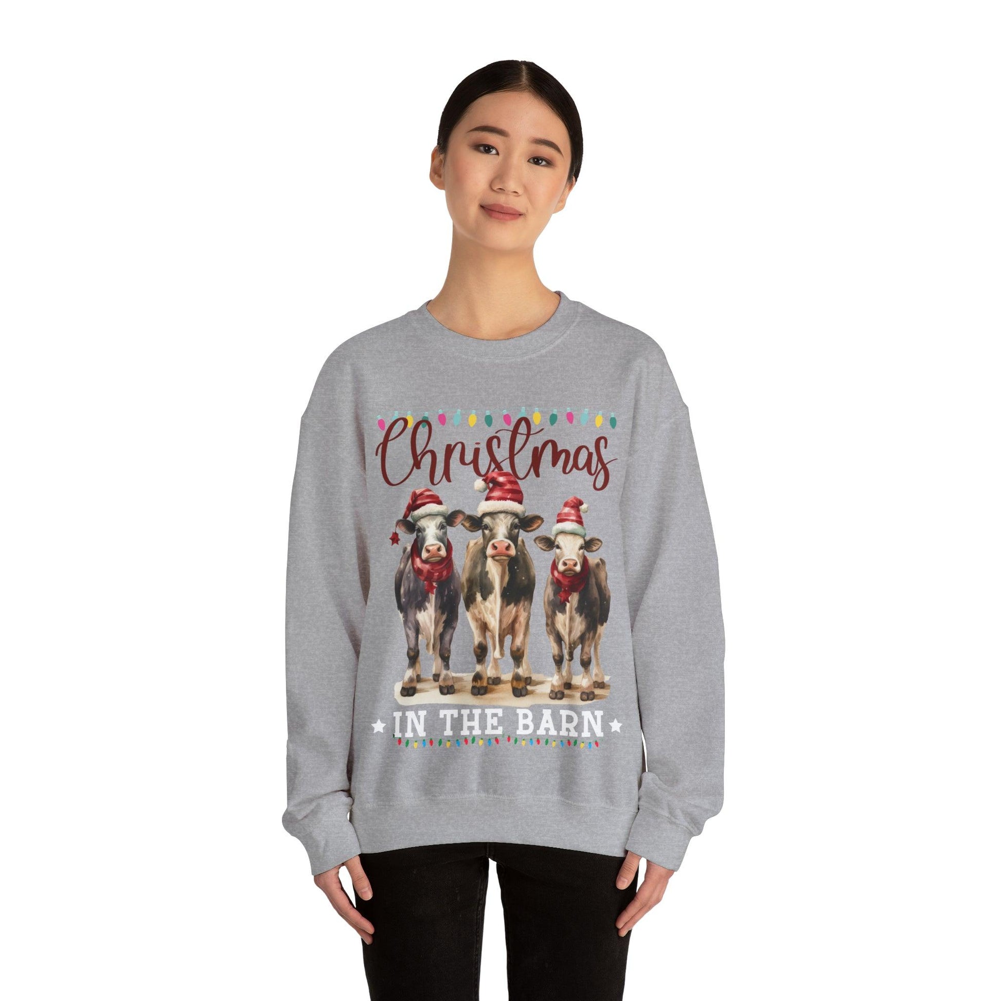 Farm Christmas Sweatshirt Christmas in The Barn Sweatshirt Christmas Farm Sweatshirt Christmas Sweater Trendy Christmas Shirt Farmers - Giftsmojo