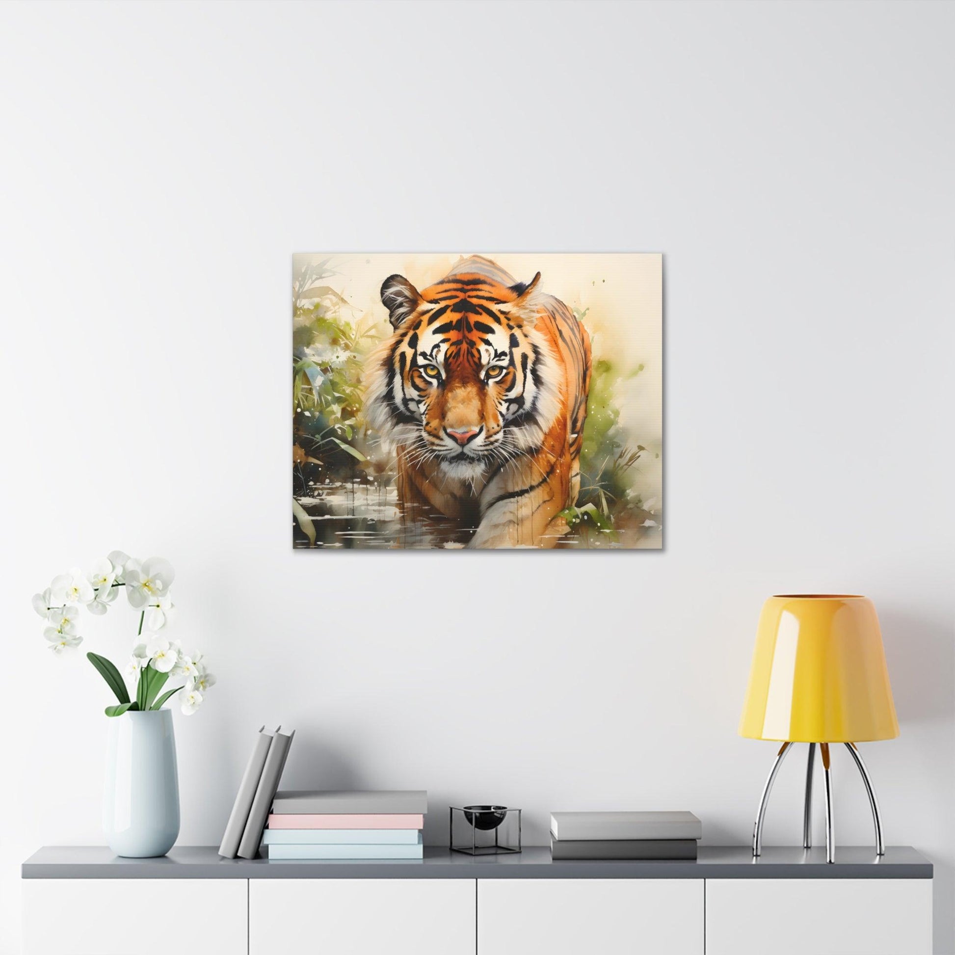 Watercolor Tiger In Nature Art Canvas Gallery Wraps Tiger Print Large Canvas Art Animal Wall Art minimalist Wall Art Lover Gift - Giftsmojo