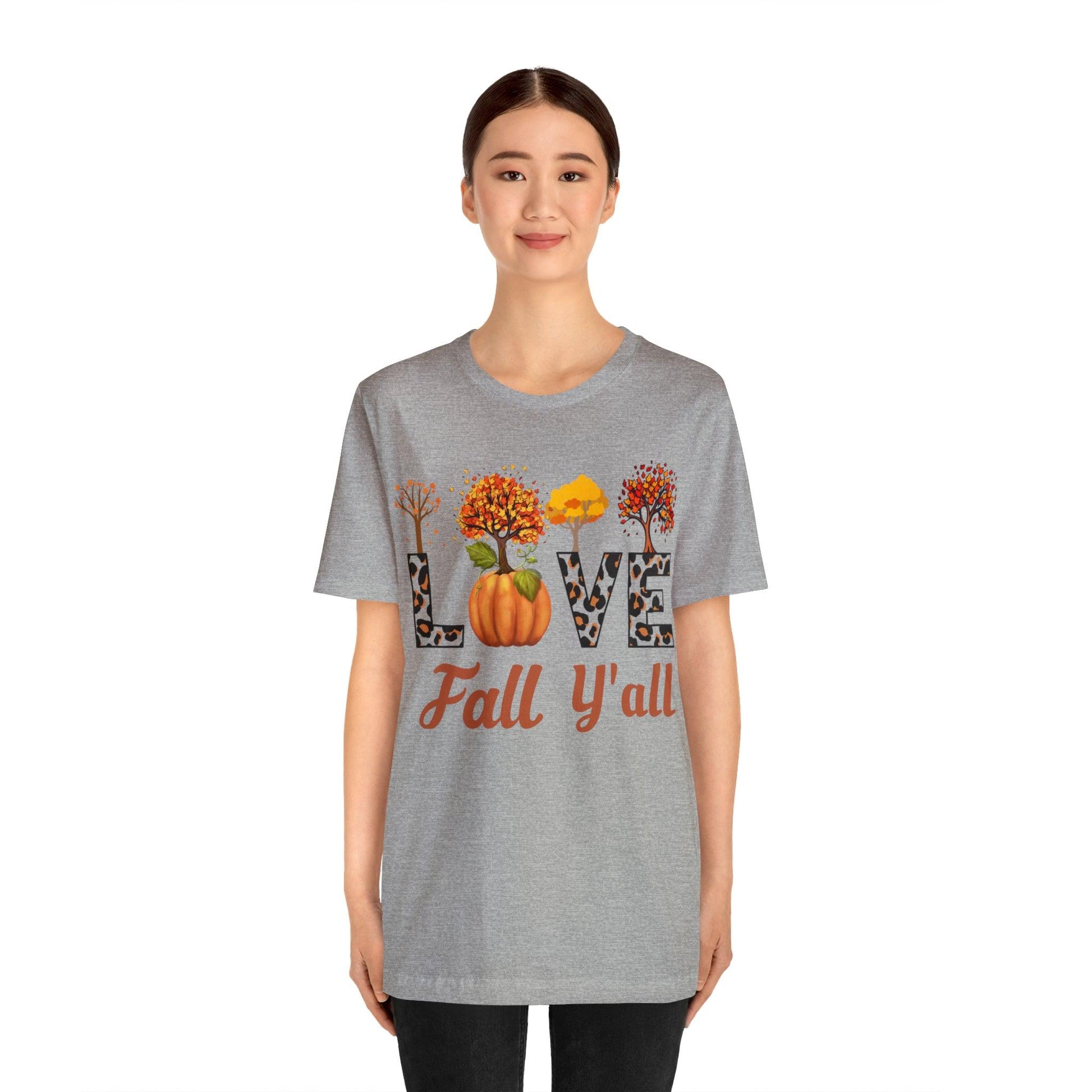 Leopard Print Love Fall Y'all, Fall shirt, Fall lover gift, Nature lover gift. - Giftsmojo