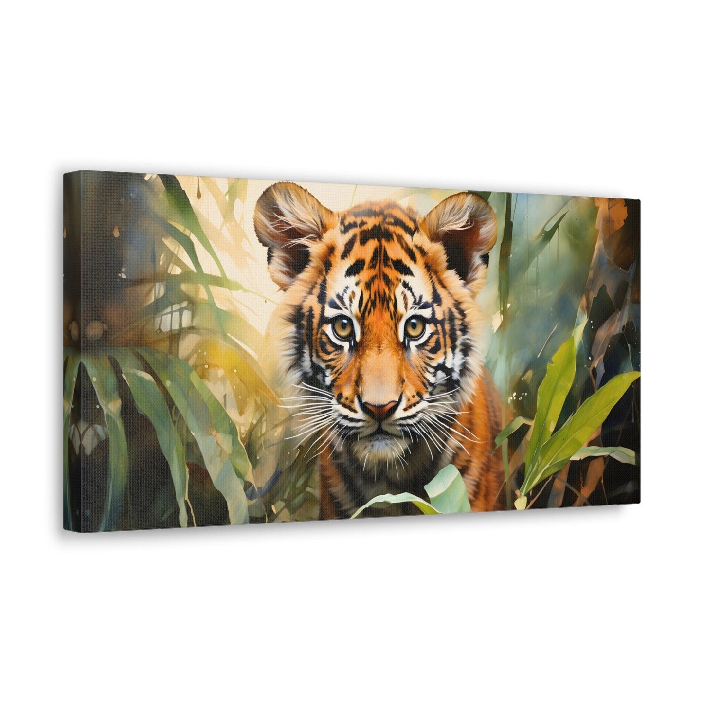 Watercolor Baby Tiger In Nature Art Canvas Gallery Wraps Tiger Print Large Canvas Art Animal Wall Art minimalist Wall Art Lover Gift - Giftsmojo