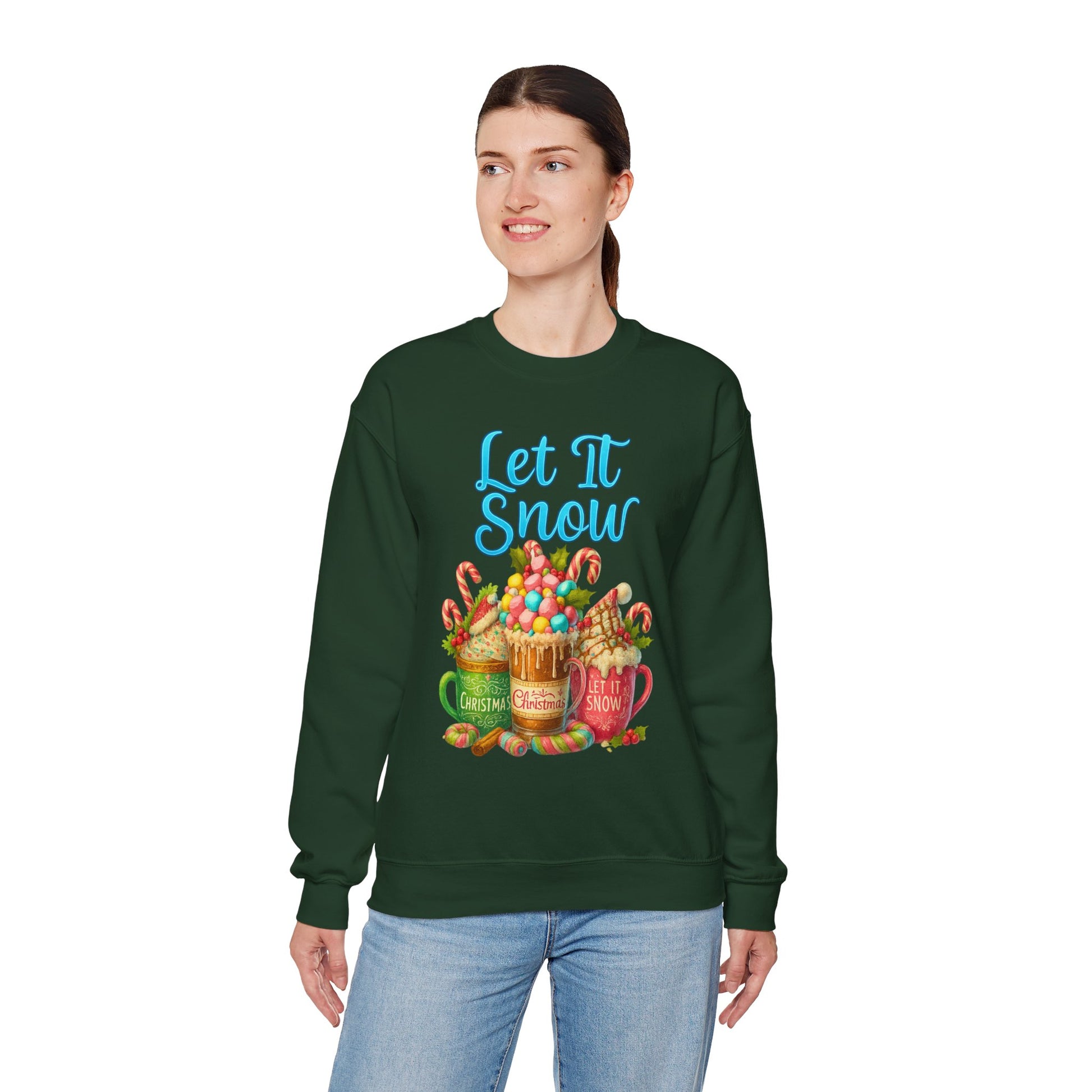 let it snow green coffee sweatshirt