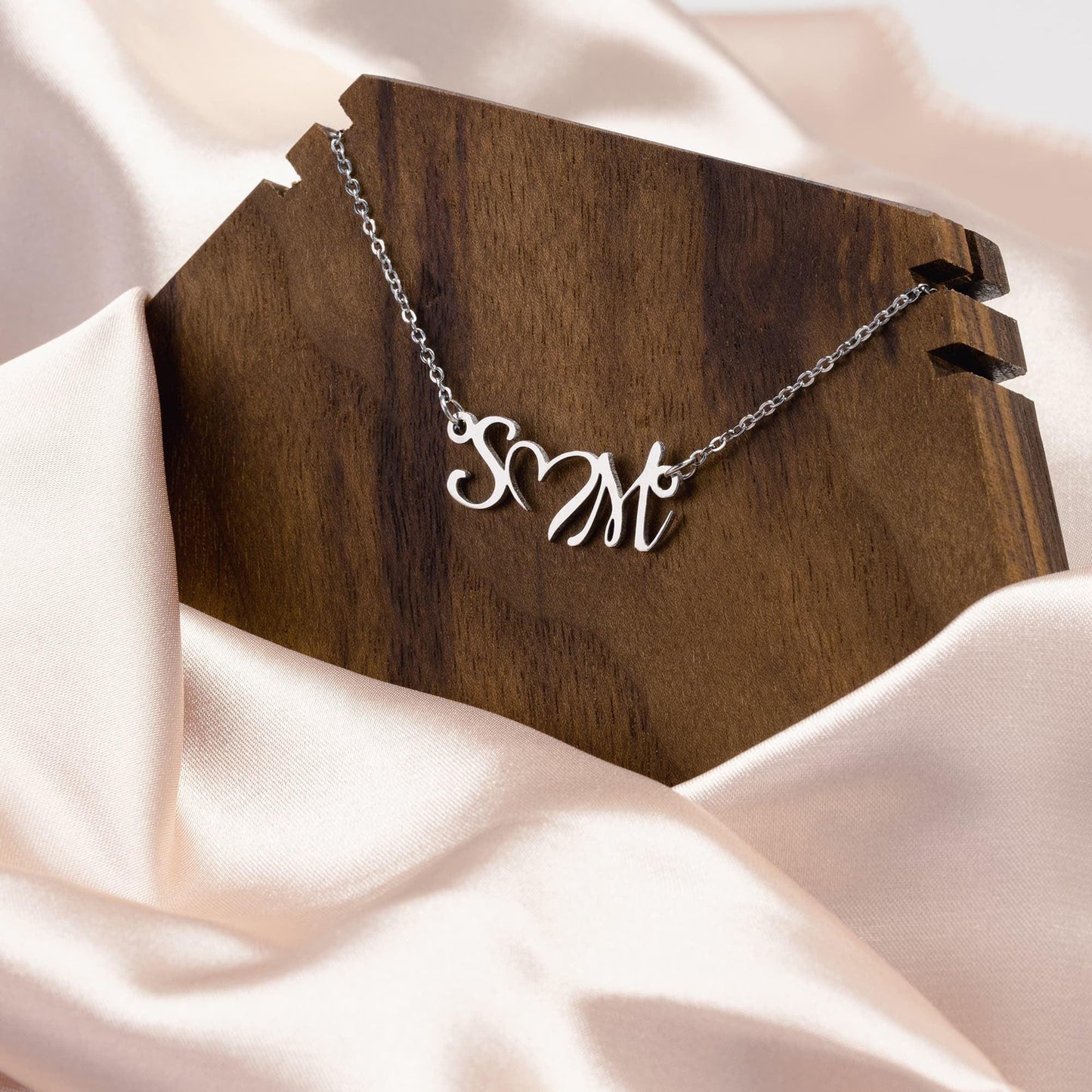 Personalized Double Initial Heart Necklace for Women - Giftsmojo