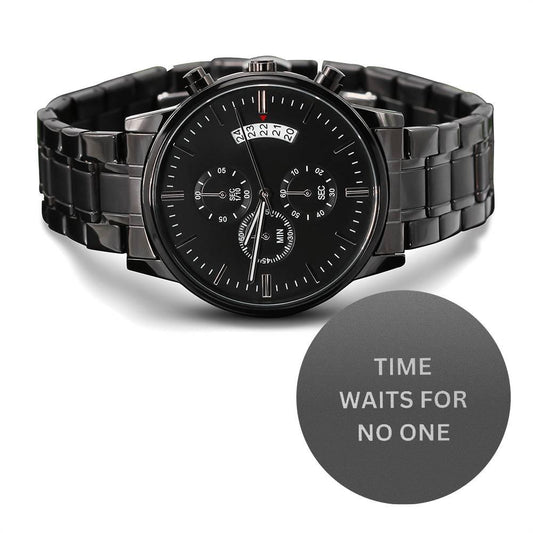 Engraved Watch Gifts for Men - Time Waits For No One - Giftsmojo